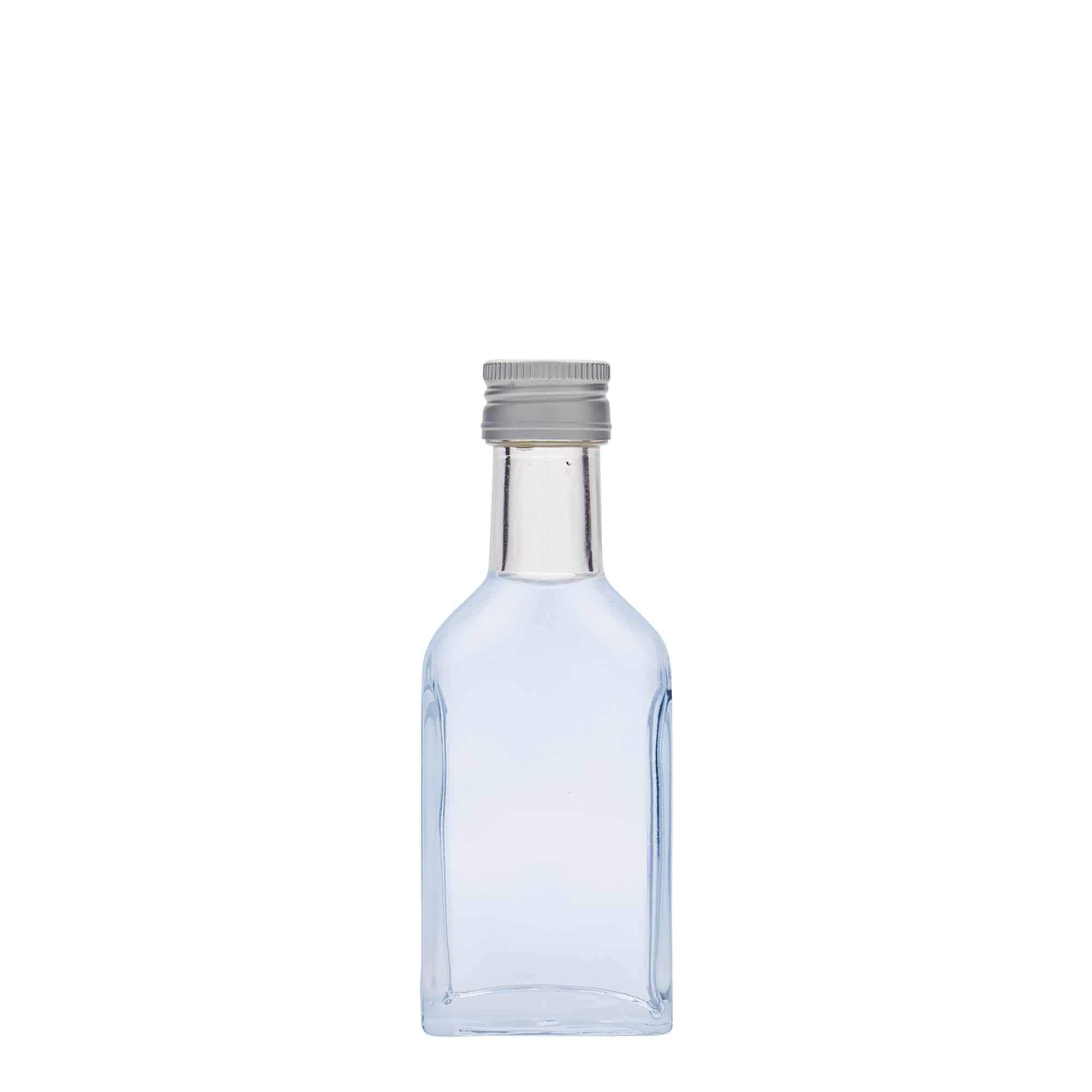 40 ml bočica za džep, dugi vrat, pravougaona, staklo, grlo: PP 22