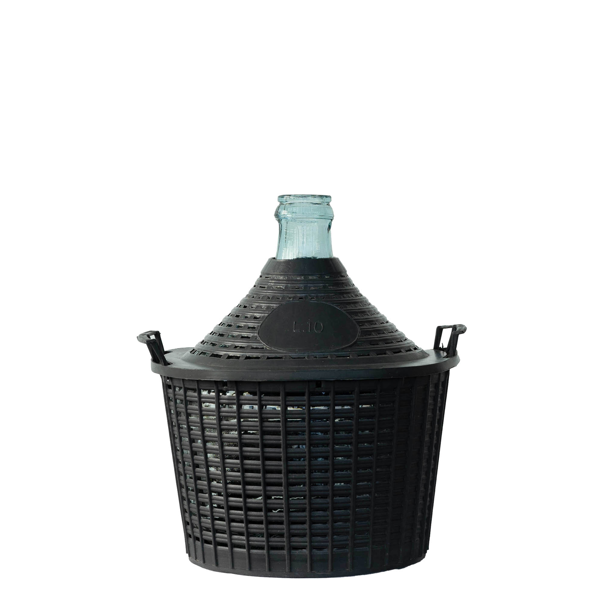 10 l balonska boca uskog grla, staklo, otvor: poklopac na navlaku