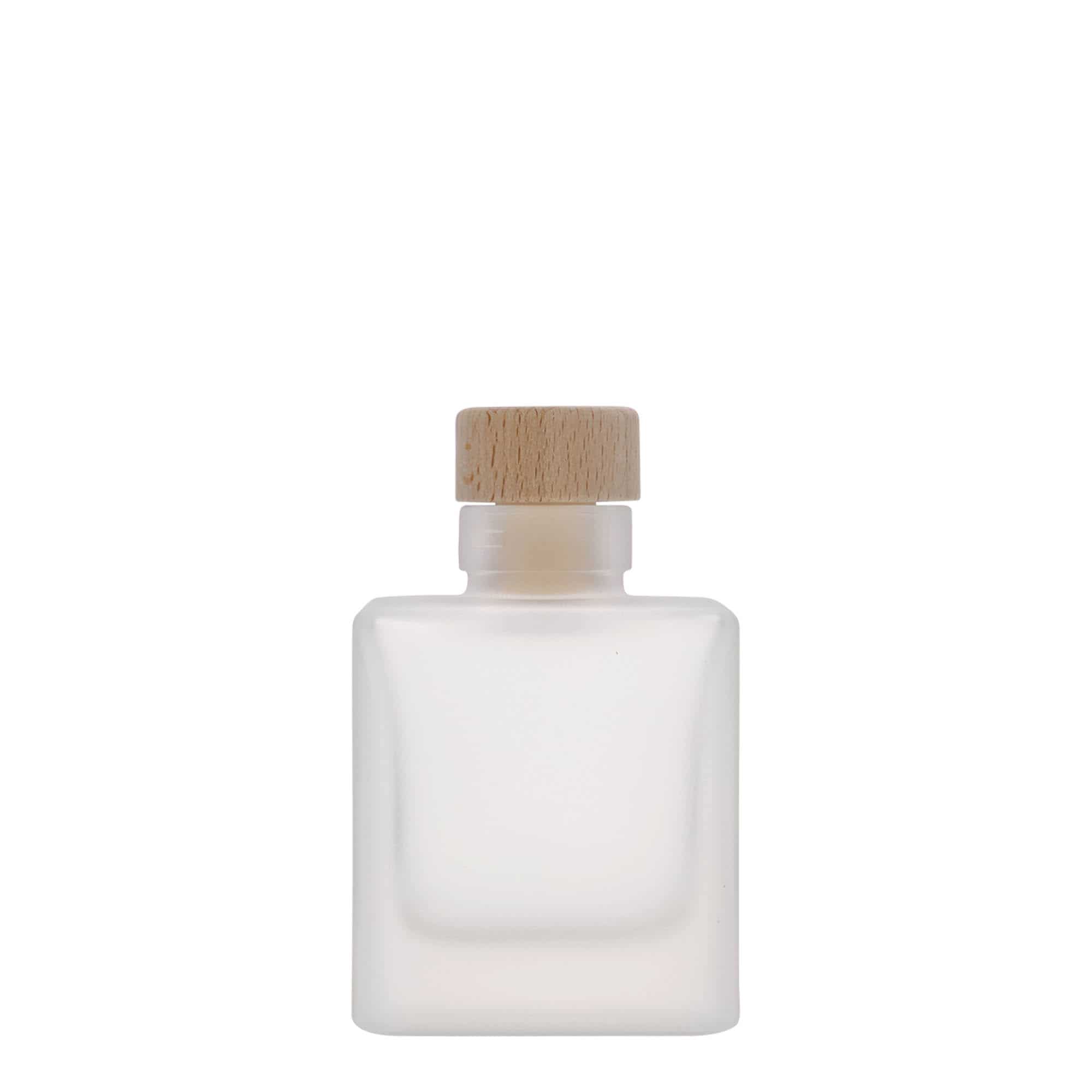 100 ml staklena flaša 'Cube', kvadratna, zaleđena, grlo: plutа
