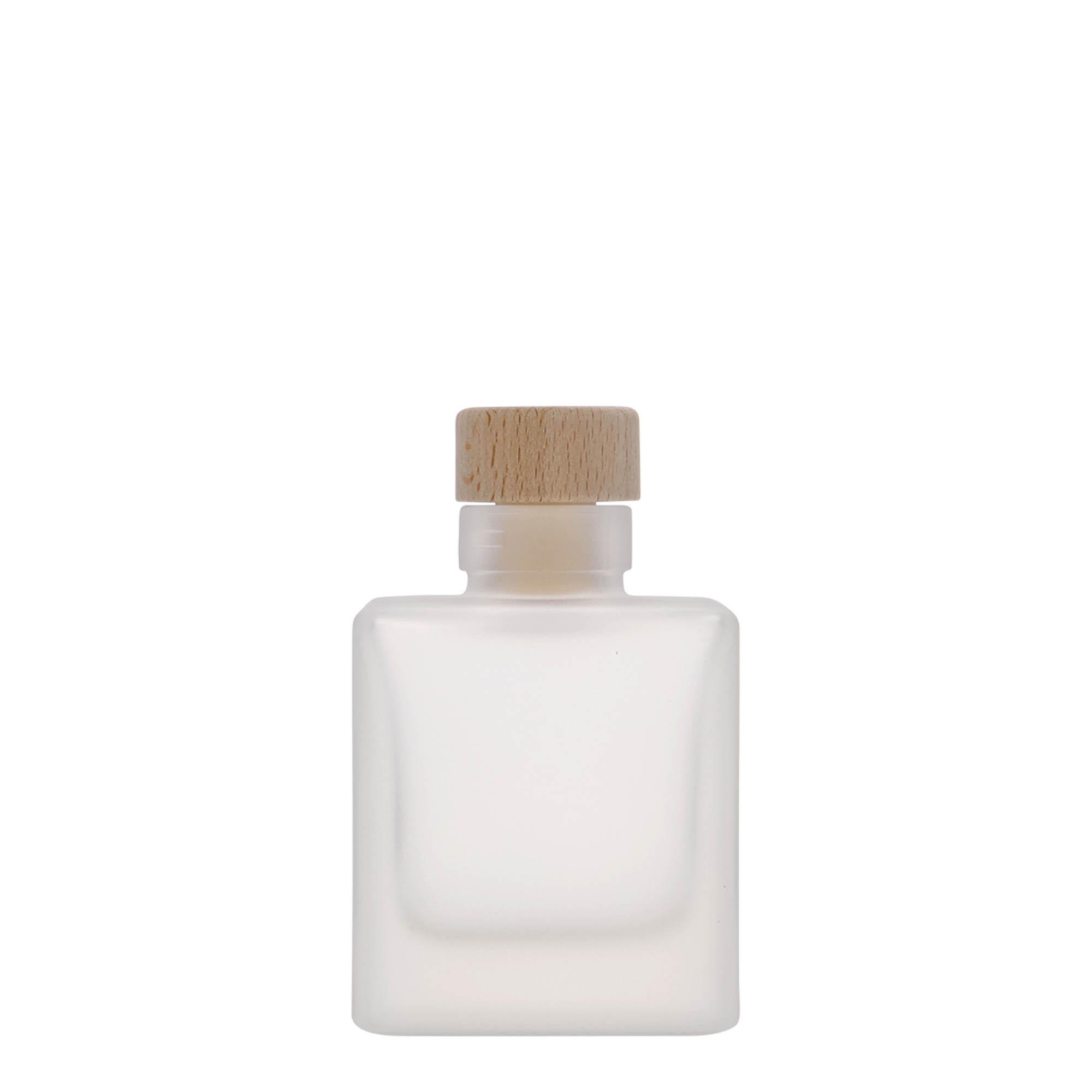 100 ml staklena flaša 'Cube', kvadratna, zaleđena, grlo: plutа 100 ml staklena flaša 'Cube', kvadratna, zaleđena, grlo: plutа