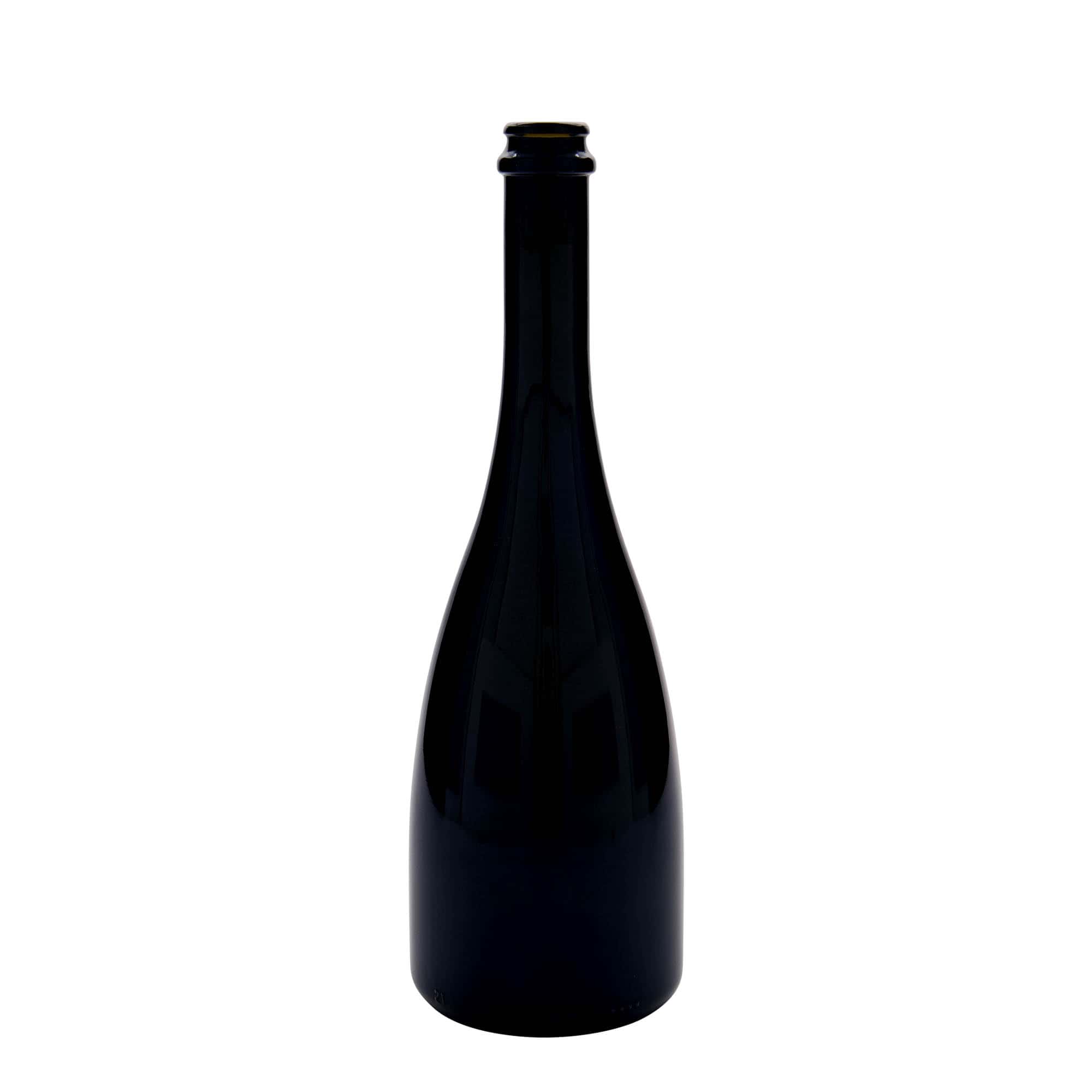 750 ml flaša za pivo/šampanjac 'Tosca', staklo, antikno zelena, otvor: krunski čep