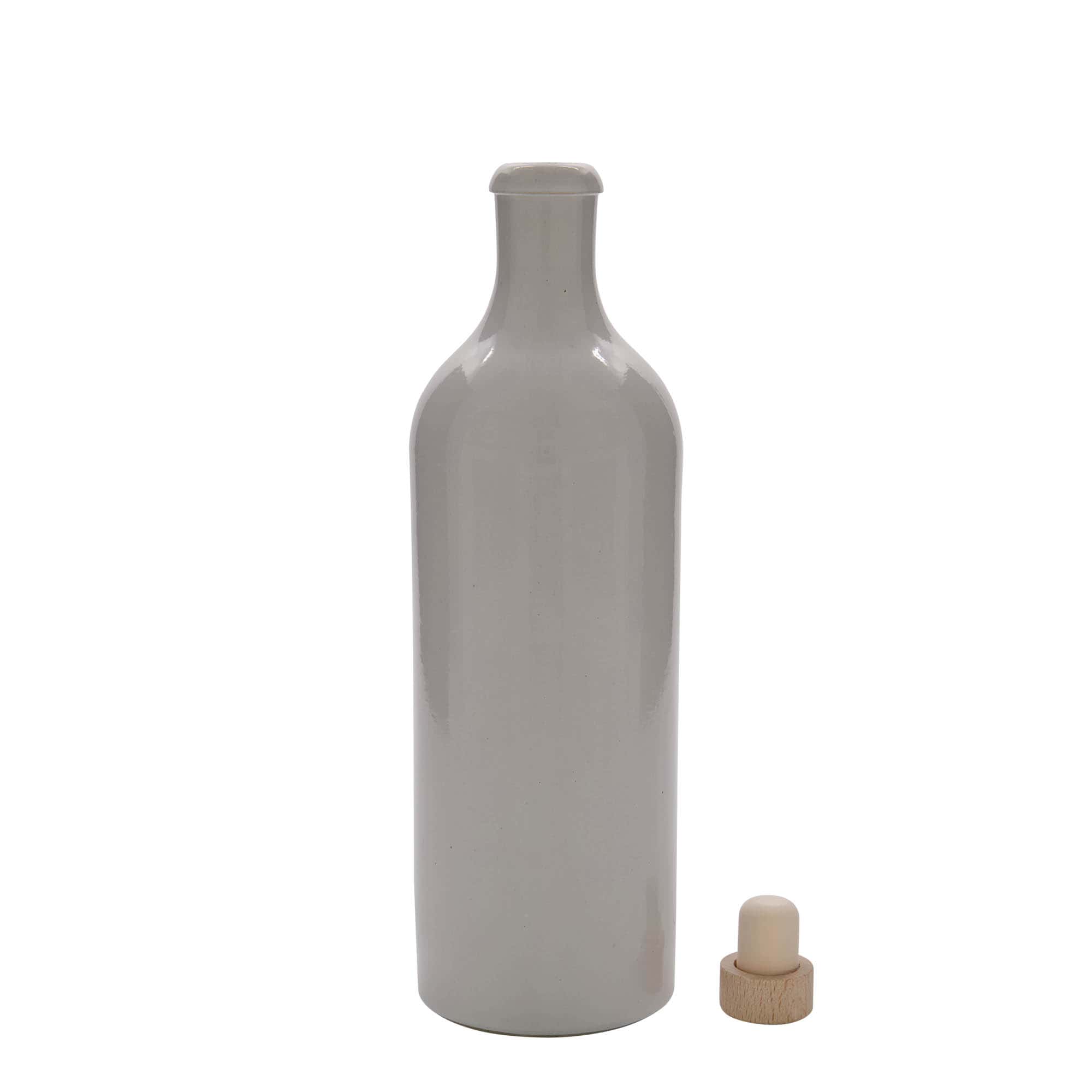 750 ml glineni vrč, kamenina, beo, otvor: pluta