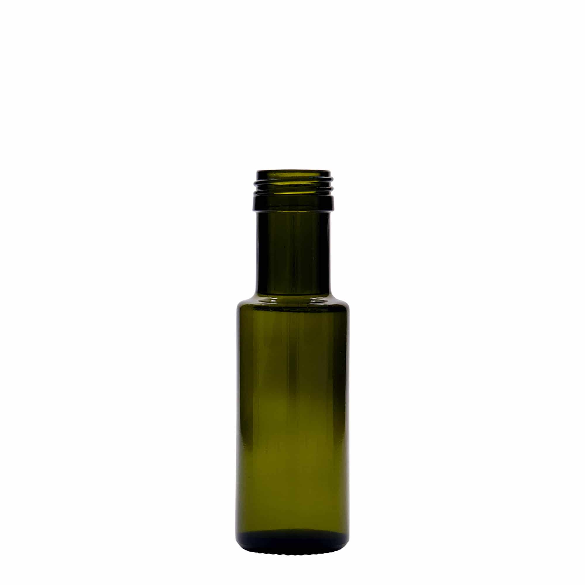 100 ml staklena flaša 'Dorica', antikno zelena, grlo: PP 31,5 100 ml staklena flaša 'Dorica', antikno zelena, grlo: PP 31,5