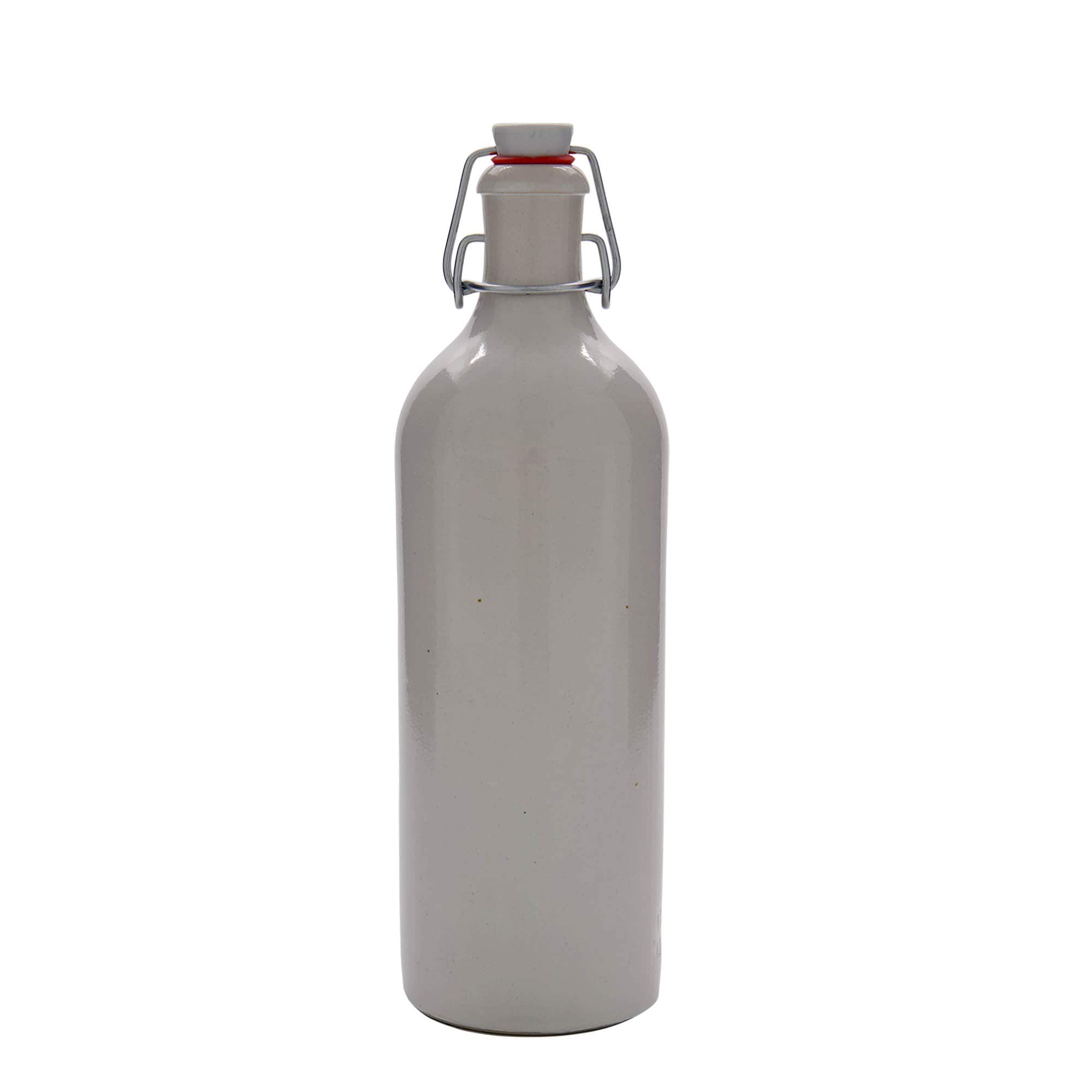 750 ml glineni vrč, kamenina, beo, otvor: zatvarač sa kopčom