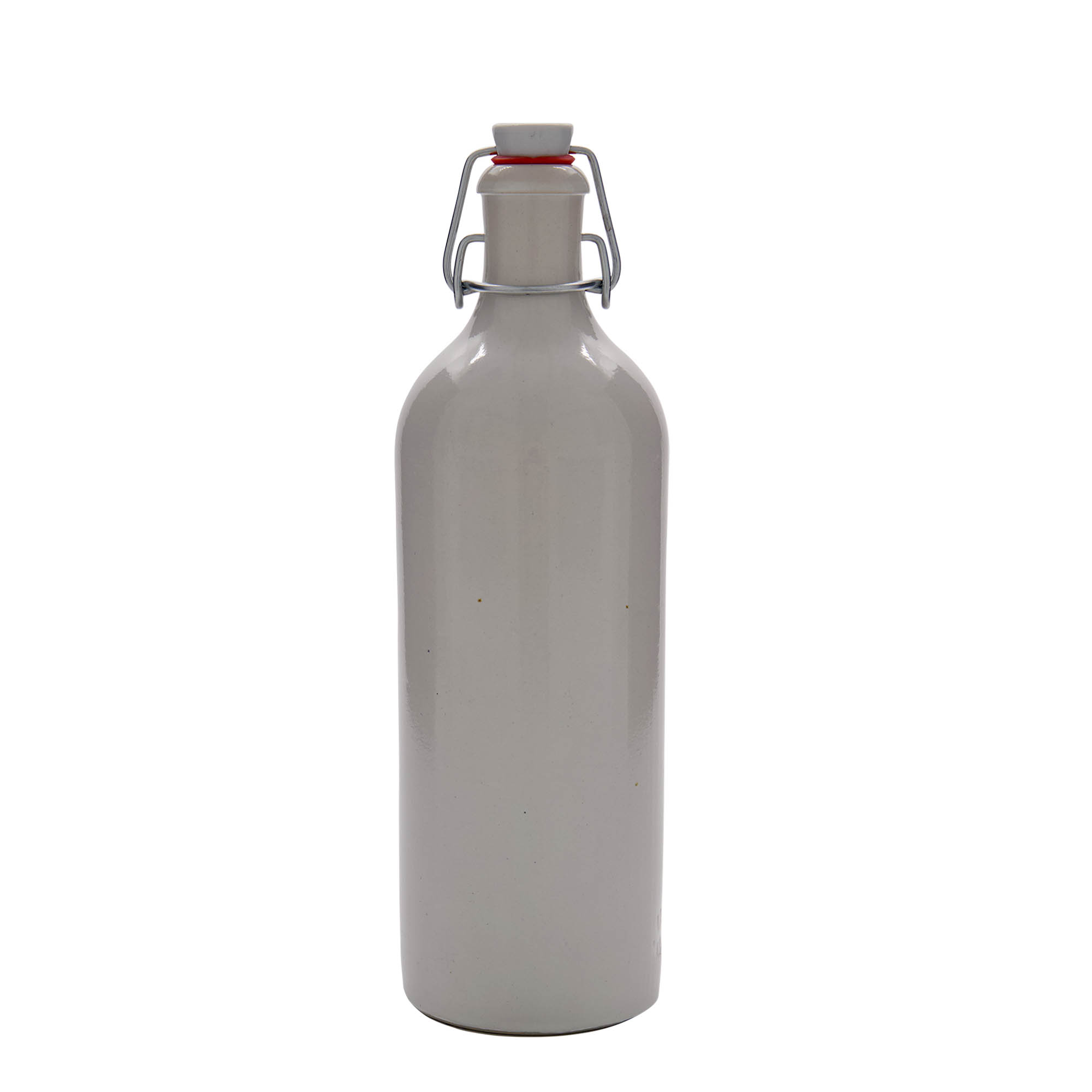 750 ml glineni vrč, kamenina, beo, otvor: zatvarač sa kopčom