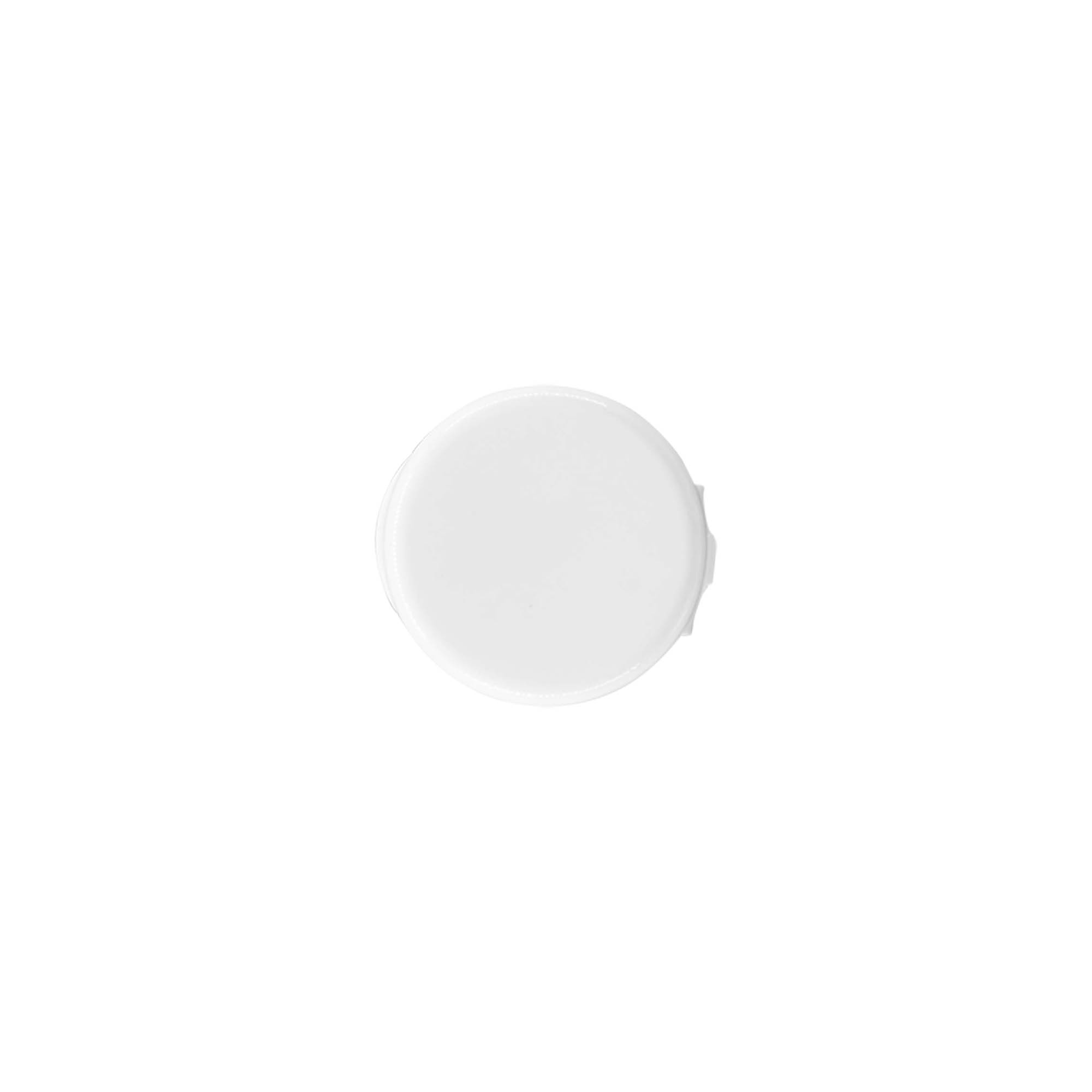 Zatvarač sa navojem, preklopni šarnir, PP-plastika, beli, za otvor: 24/410 Zatvarač sa navojem, preklopni šarnir, PP-plastika, beli, za otvor: 24/410