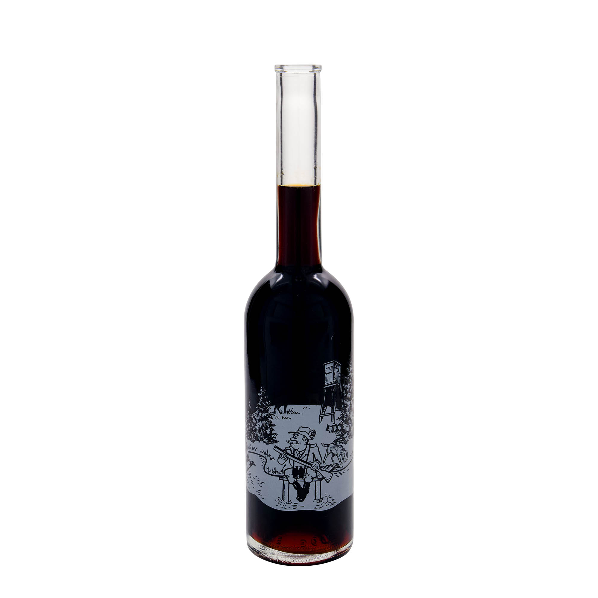 500 ml staklena flaša 'Opera', motiv: Lovac, čep na vrhu