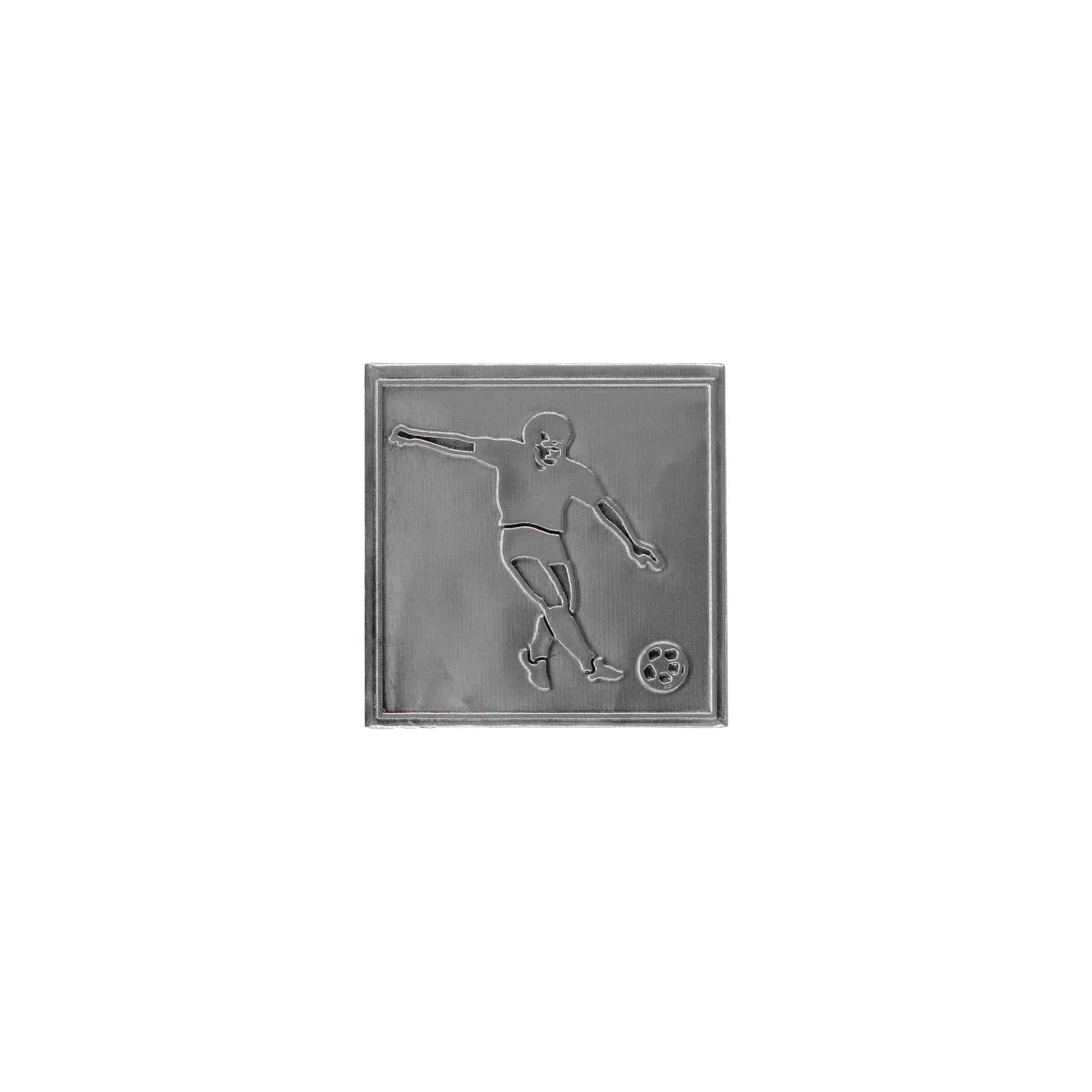 Limena etiketa 'Fudbal', kvadratna, metal, srebrna Limena etiketa 'Fudbal', kvadratna, metal, srebrna