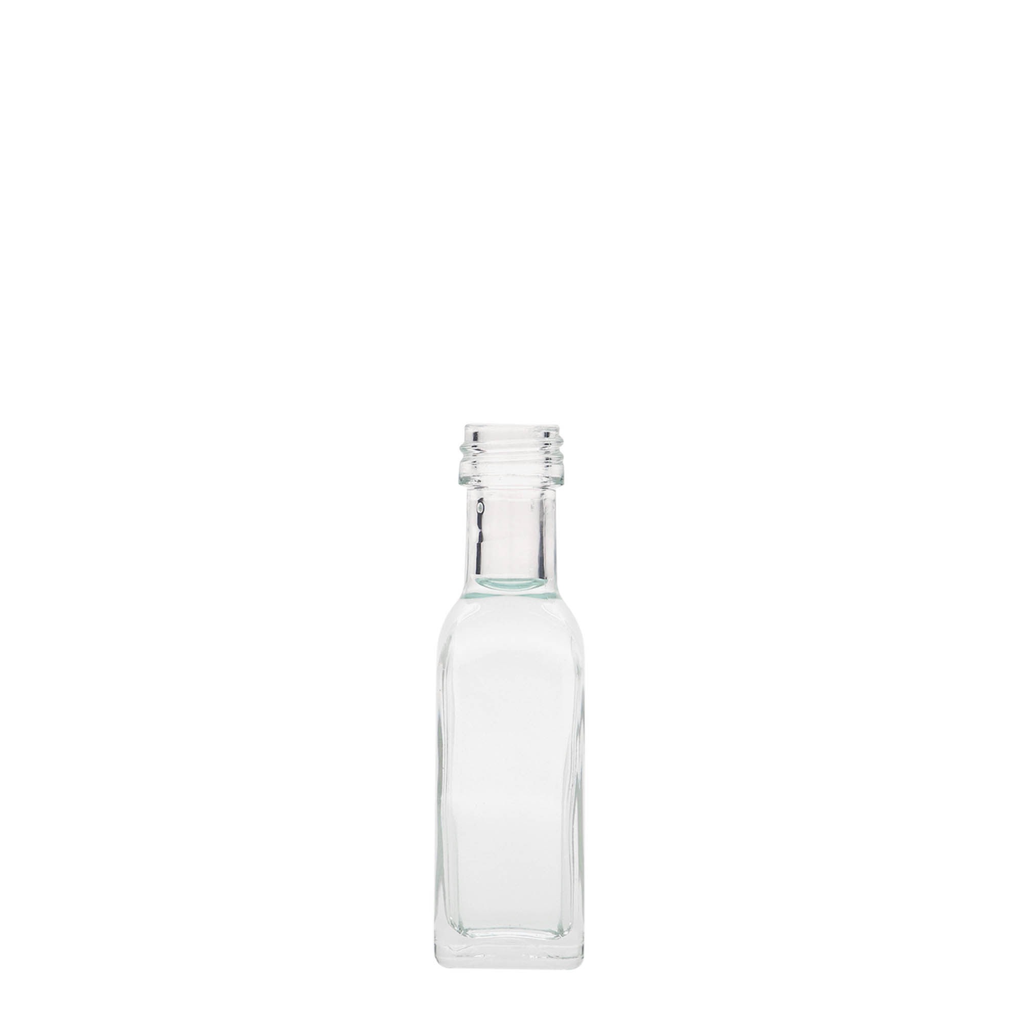 20 ml staklena bočica 'Marasca', kvadratna, grlo: PP 18 20 ml staklena bočica 'Marasca', kvadratna, grlo: PP 18