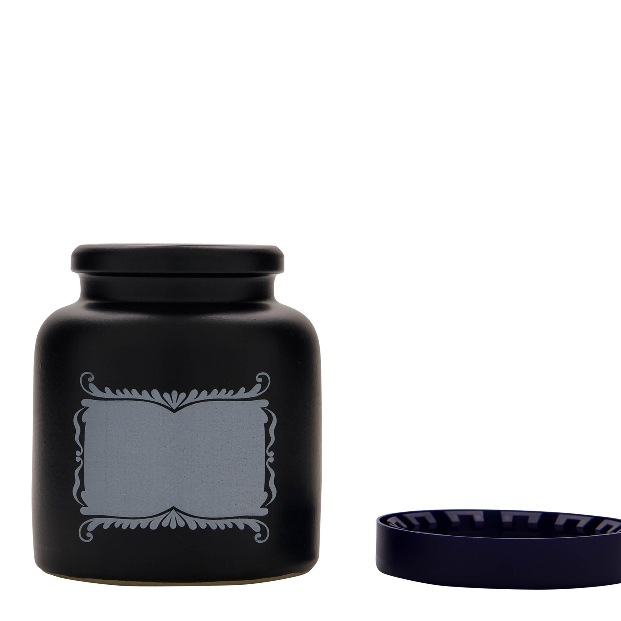 270 ml glineni lonac, motiv: polje za etiketu, keramika, crna, otvor: poklopac na navoj 270 ml glineni lonac, motiv: polje za etiketu, keramika, crna, otvor: poklopac na navoj
