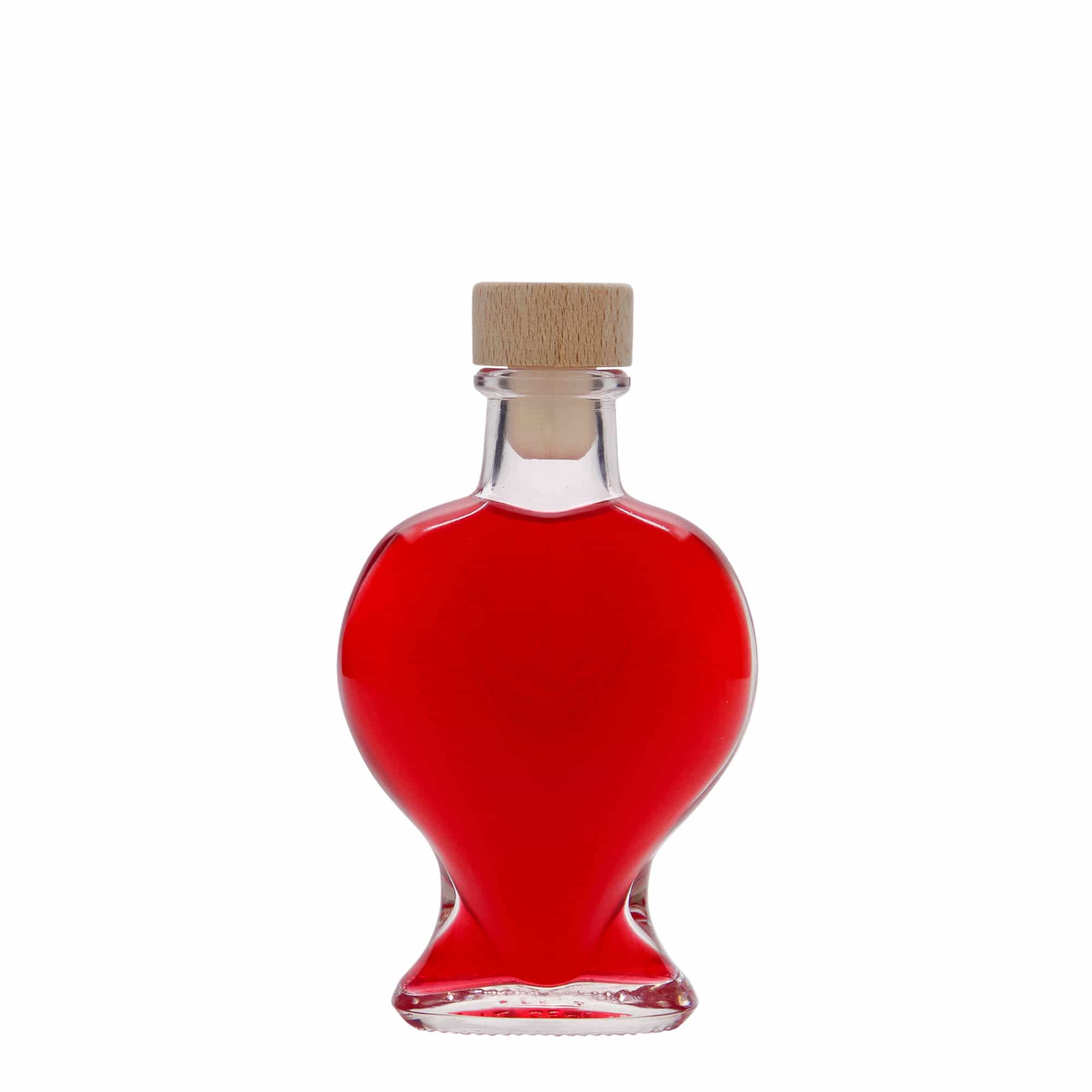 Staklena boca od 100 ml 'Srce', otvor: Plutani čep