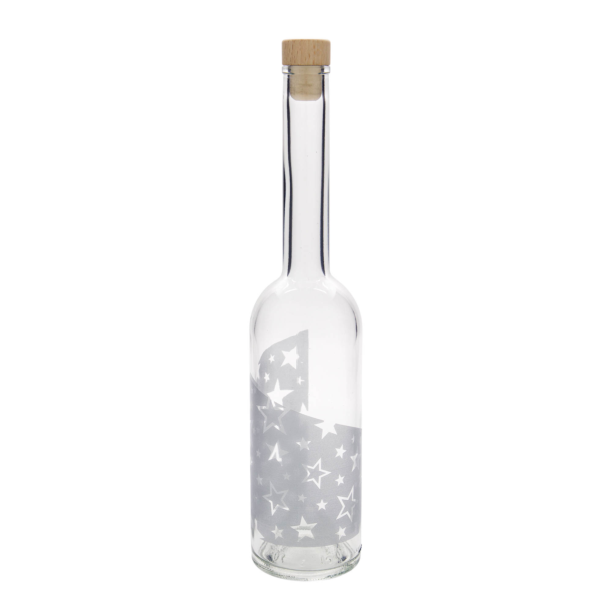 500 ml staklena flaša 'Opera', motiv: srebrne zvezde, grlo: čep 500 ml staklena flaša 'Opera', motiv: srebrne zvezde, grlo: čep