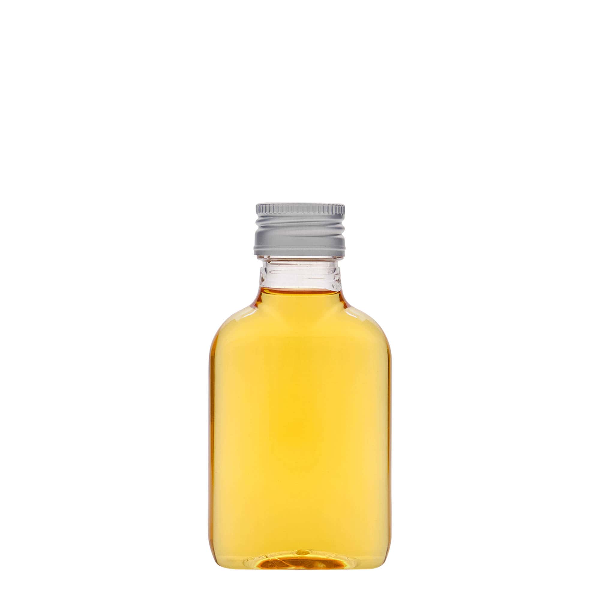 100 ml bočica za džep, ovalna, PET-plastika, grlo: PP 28