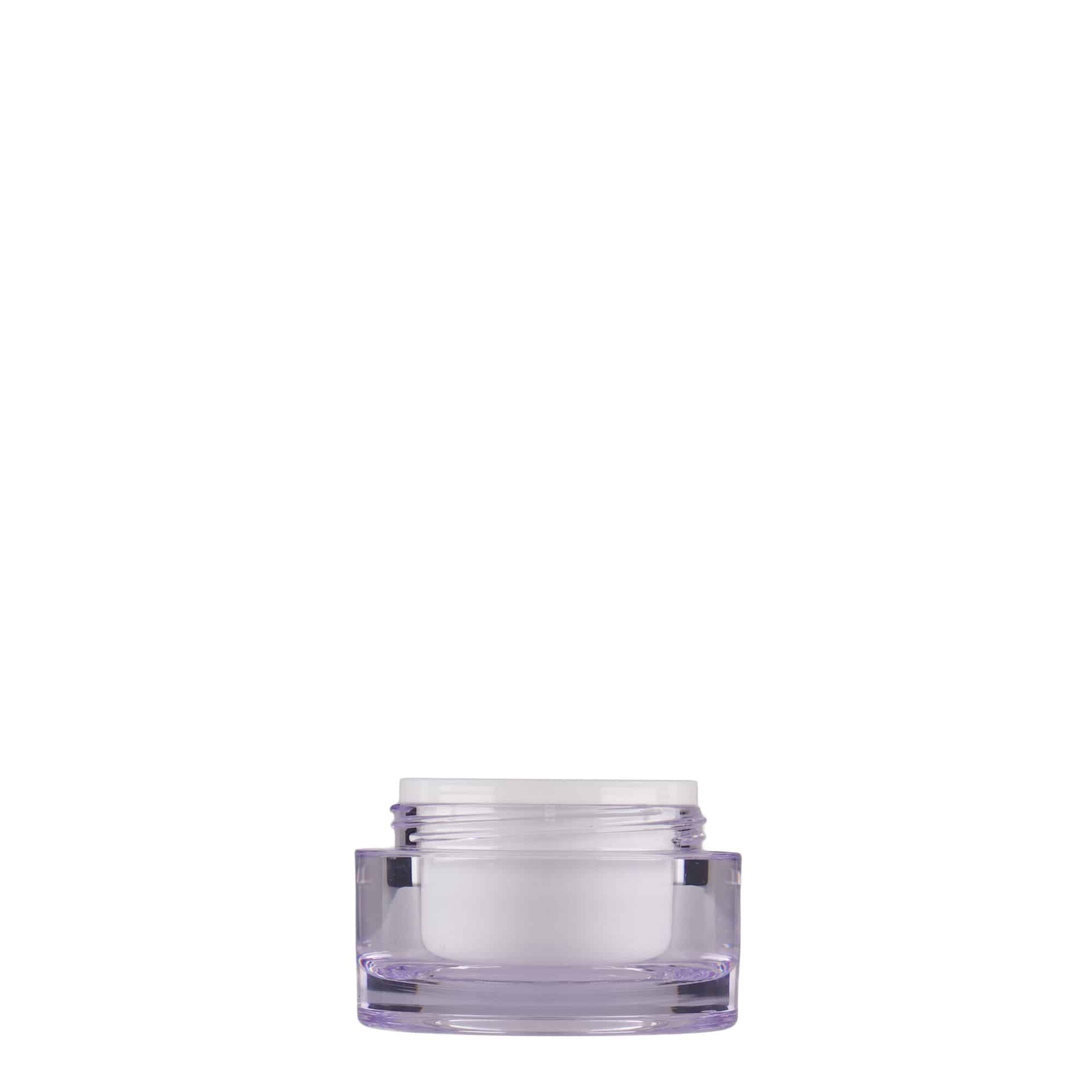 Tegla od 10 ml, SAN plastika, bela, otvor: Zatvarač sa navojem Tegla od 10 ml, SAN plastika, bela, otvor: Zatvarač sa navojem