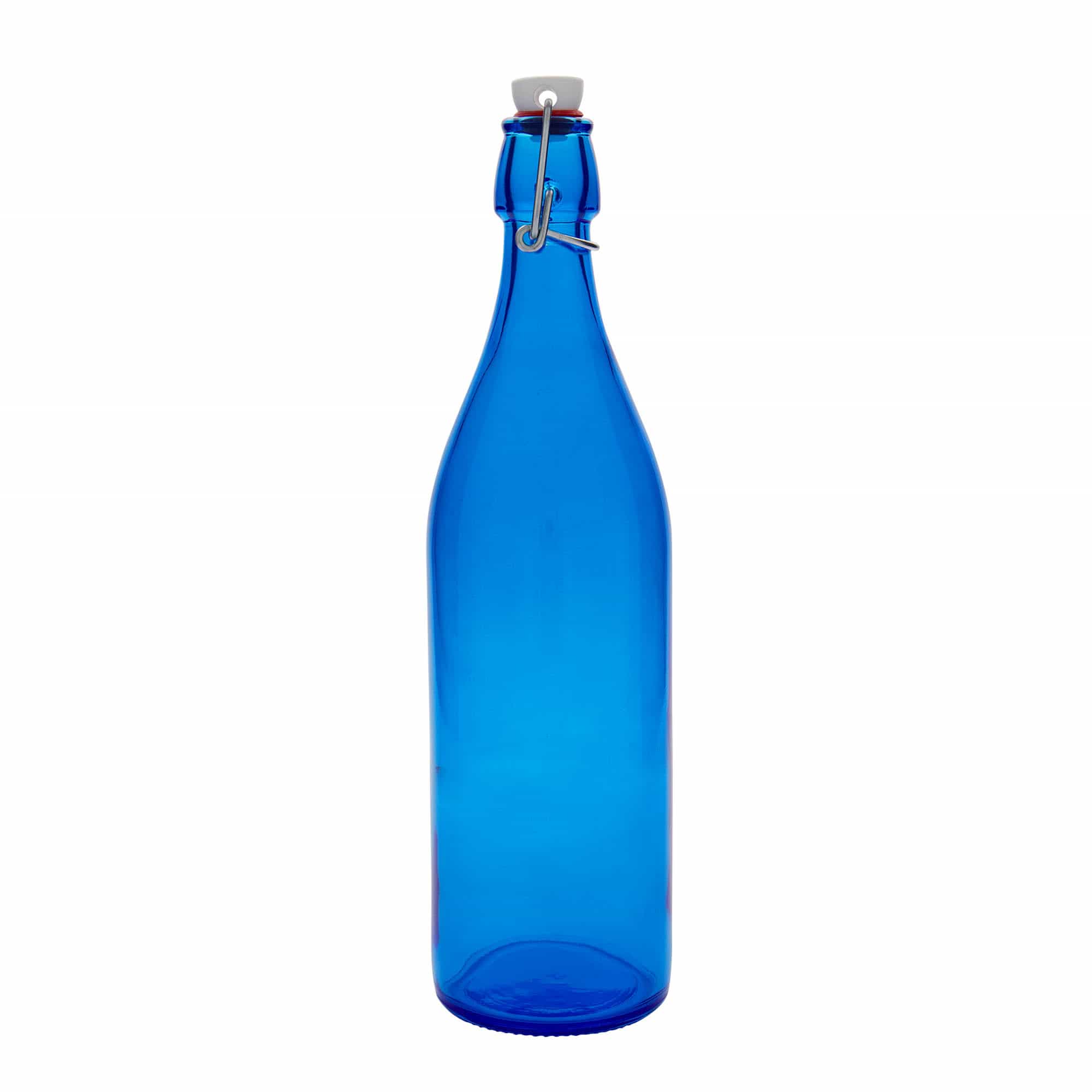 1.000 ml staklena flaša 'Giara', plava, otvor: kopča za zatvaranje