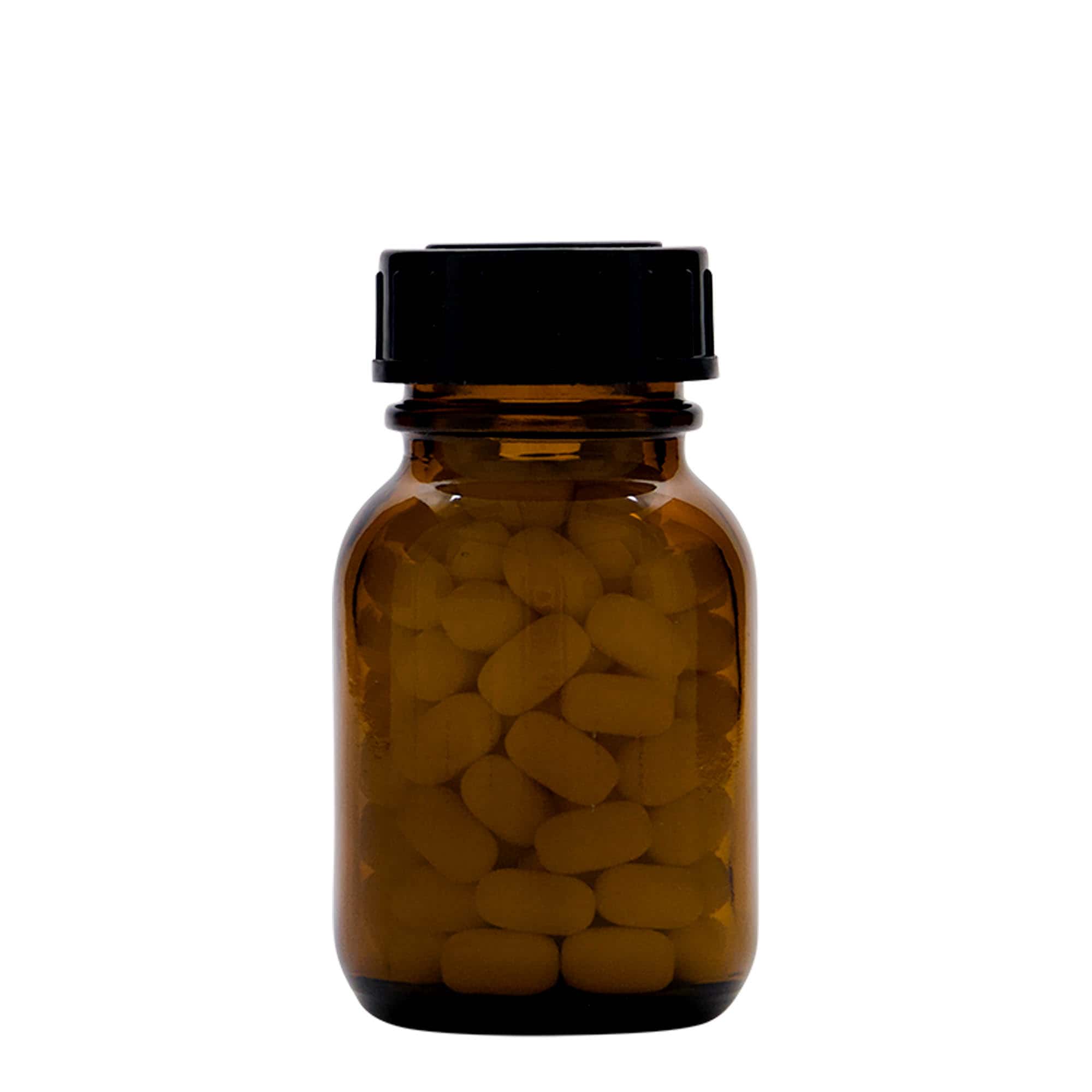 50 ml staklena boca širokog grla, braon, otvor: DIN 32