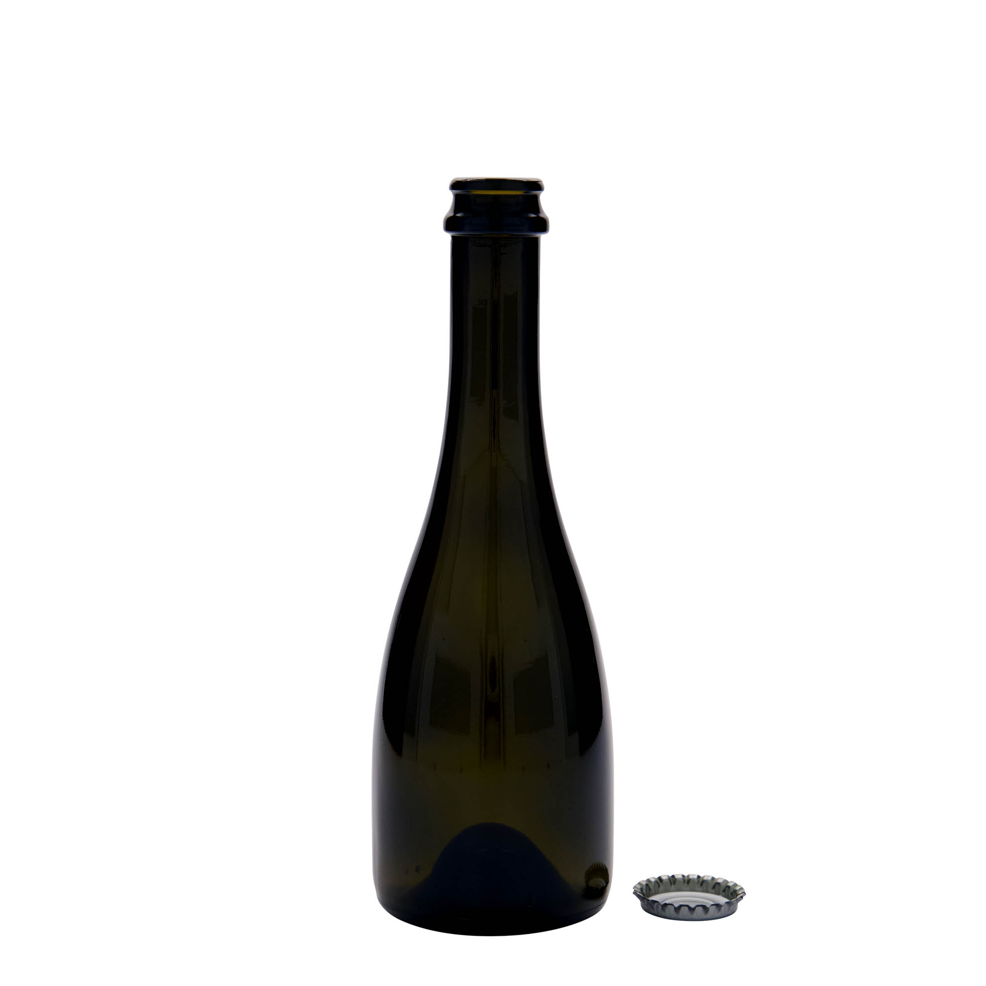 330 ml flaša za pivo/šampanjac 'Tosca', staklo, antikno zelena, otvor: krunski čep