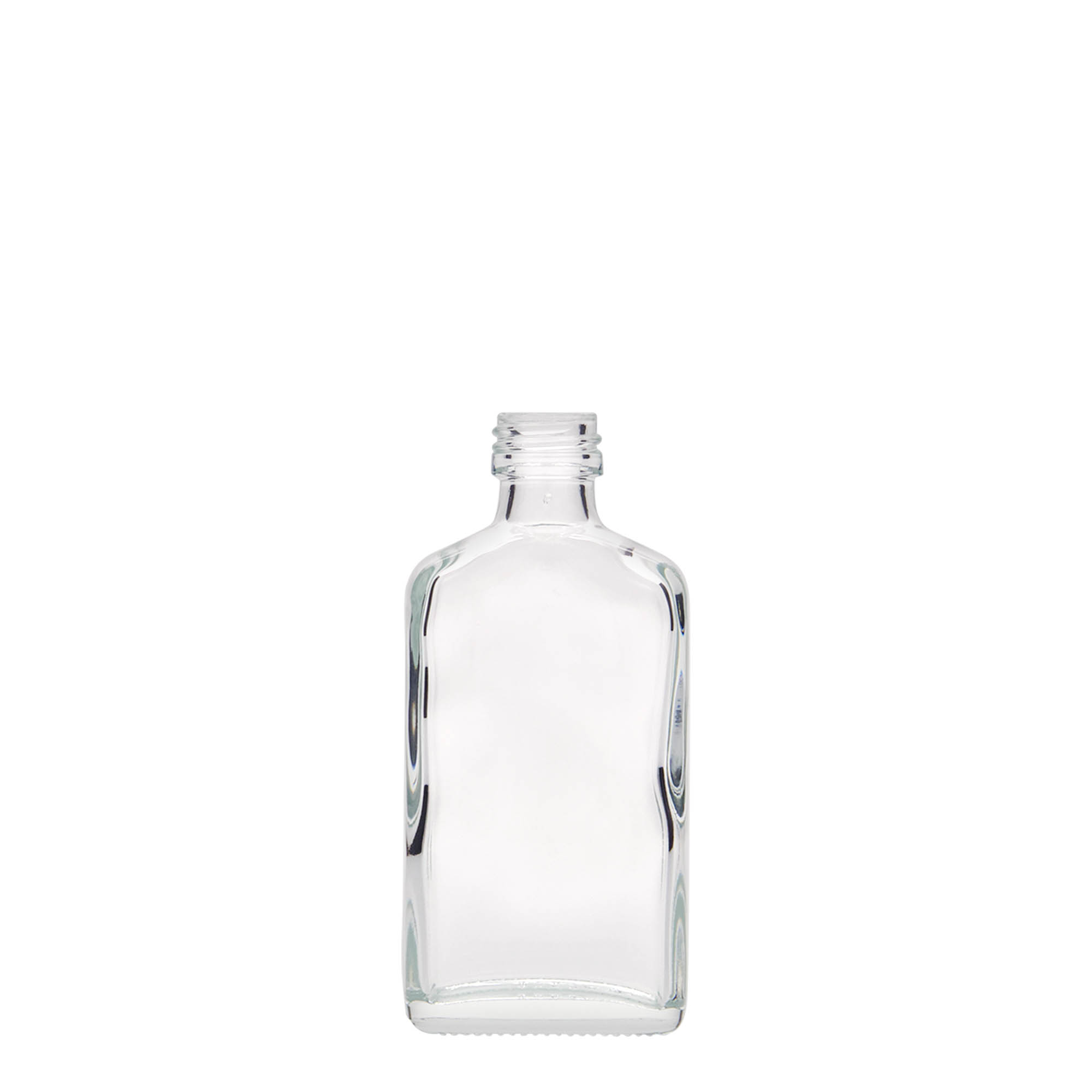 50 ml bočica za džep, pravougaona, staklena, grlo: PP 18 50 ml bočica za džep, pravougaona, staklena, grlo: PP 18