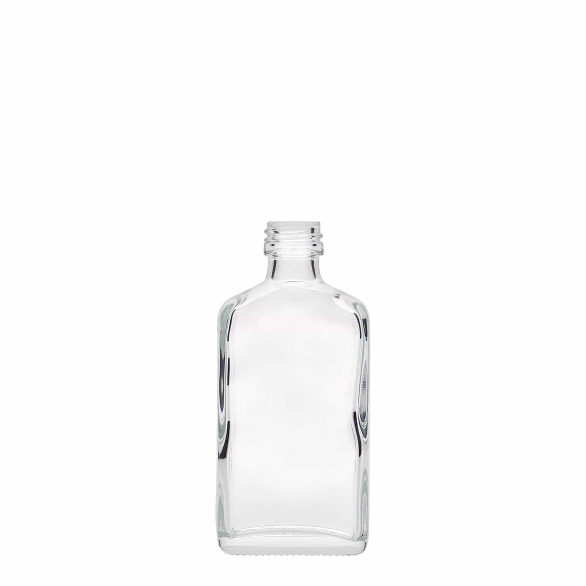 50 ml bočica za džep, pravougaona, staklena, grlo: PP 18