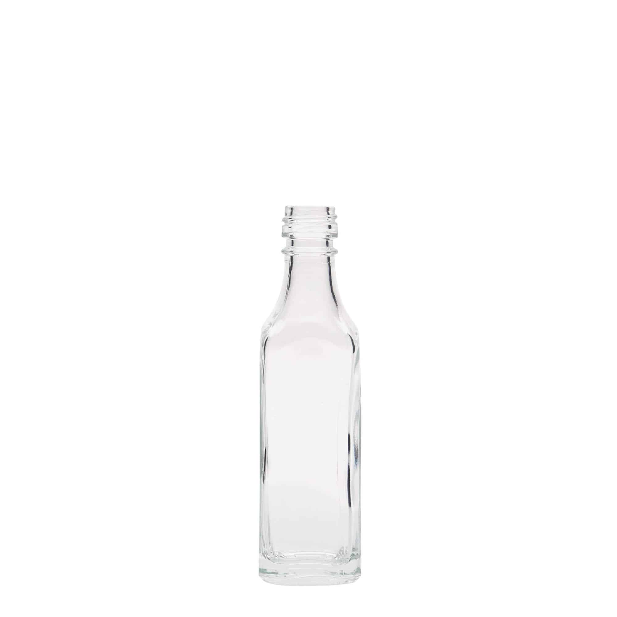 Staklena boca od 50 ml 'Siena', kvadratna, otvor: PP 18 Staklena boca od 50 ml 'Siena', kvadratna, otvor: PP 18