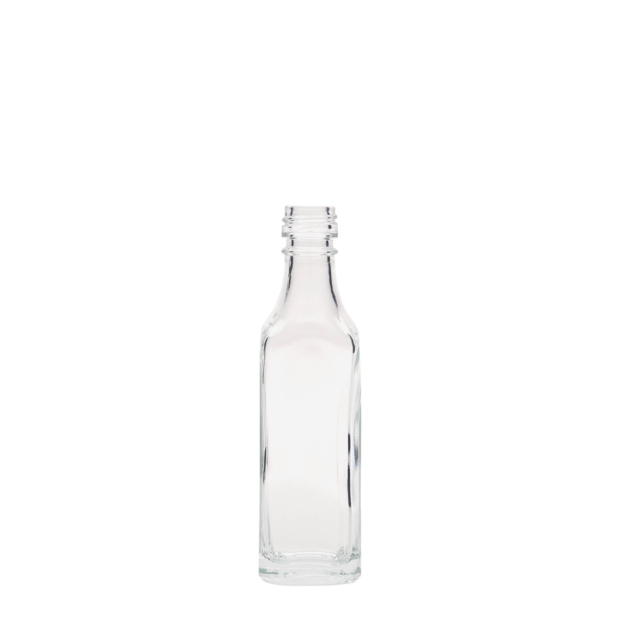 50 ml staklena flaša 'Siena', kvadratna, otvor: PP 18 50 ml staklena flaša 'Siena', kvadratna, otvor: PP 18