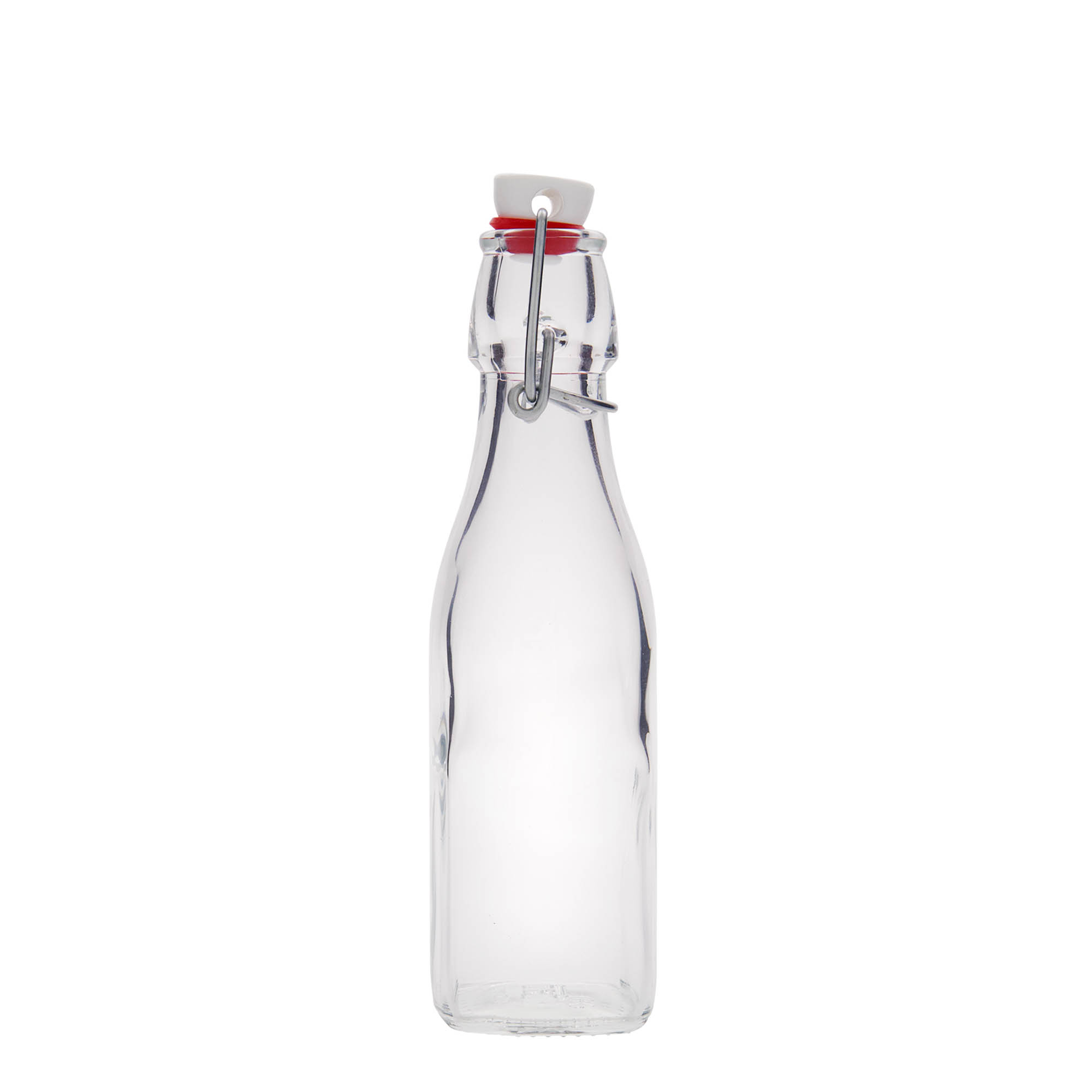 250 ml staklena flaša 'Swing, kvadratna, grlo: zatvarač sa kopčom' 250 ml staklena flaša 'Swing, kvadratna, grlo: zatvarač sa kopčom'