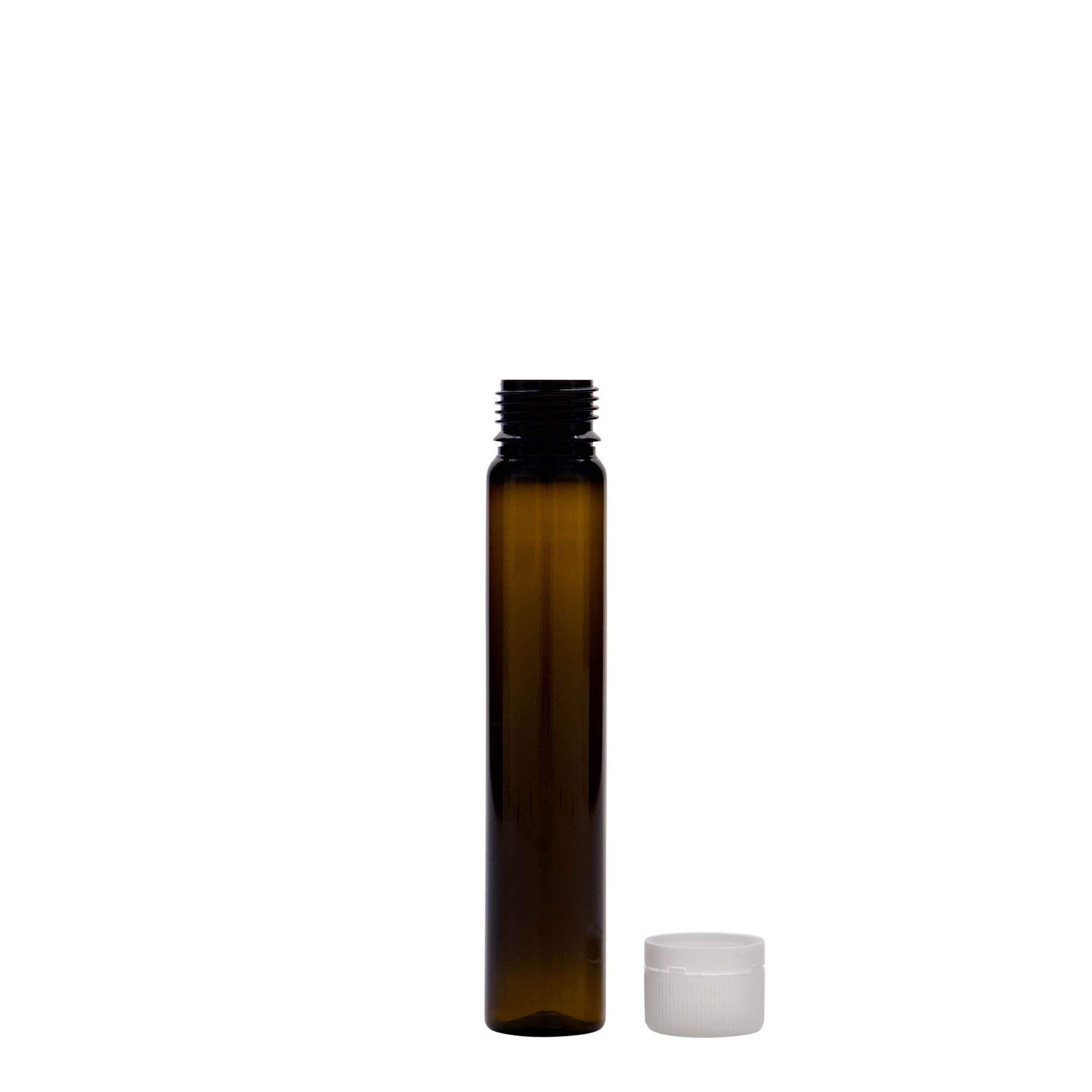 25 ml PET-cevčica, plastika, braon, otvor: navojni zatvarač