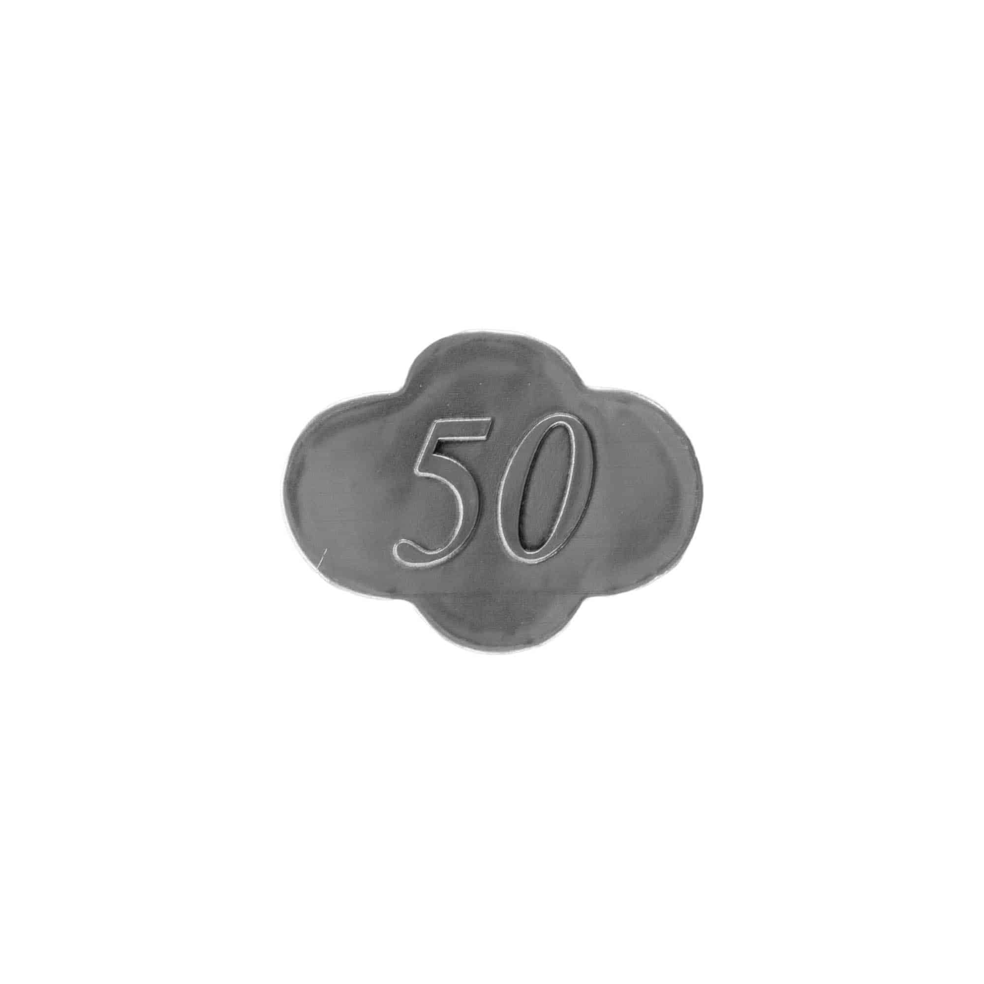 Limena etiketa '50', metal, srebrna Limena etiketa '50', metal, srebrna