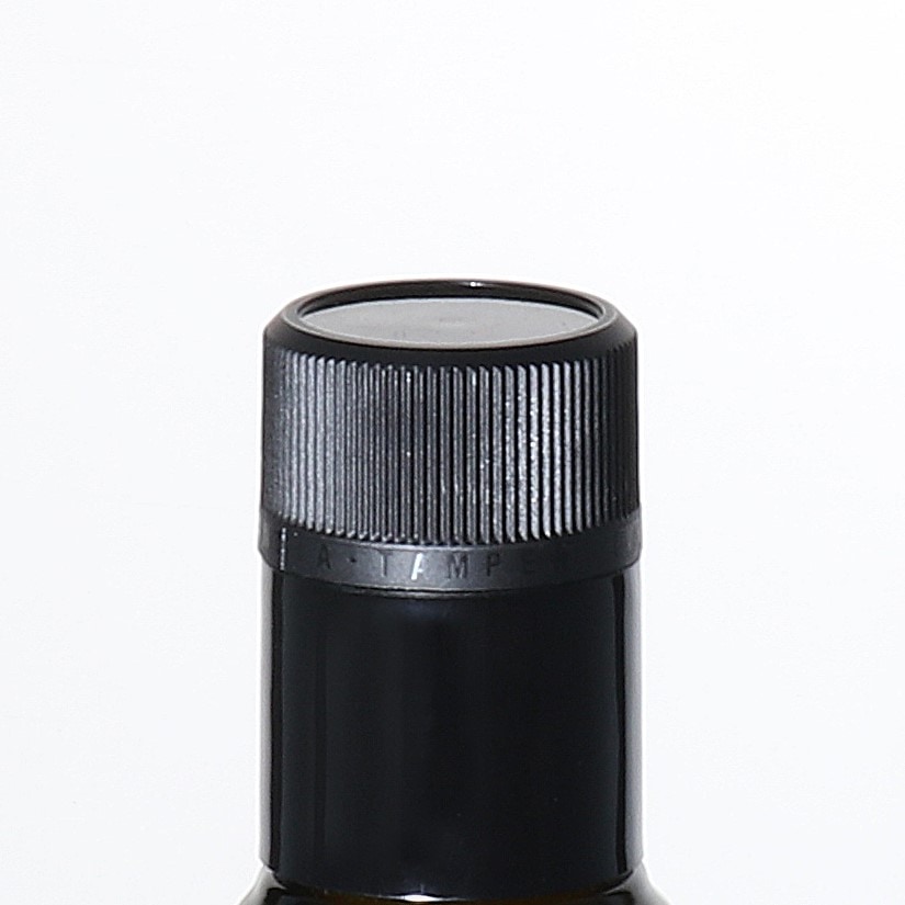 DOP-zatvarač za originalnost sa izlivačem, PE plastika, crna DOP-zatvarač za originalnost sa izlivačem, PE plastika, crna