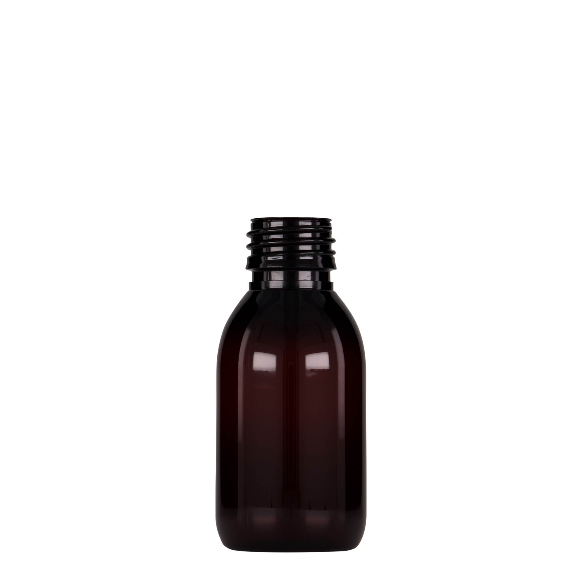 100 ml PET medicinska flaša, braon, plastika, grlo: PP 28 100 ml PET medicinska flaša, braon, plastika, grlo: PP 28
