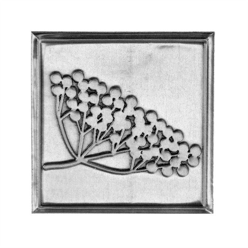 Pločica od kalaja 'Holunder', kvadratna, metalna, srebrna Pločica od kalaja 'Holunder', kvadratna, metalna, srebrna