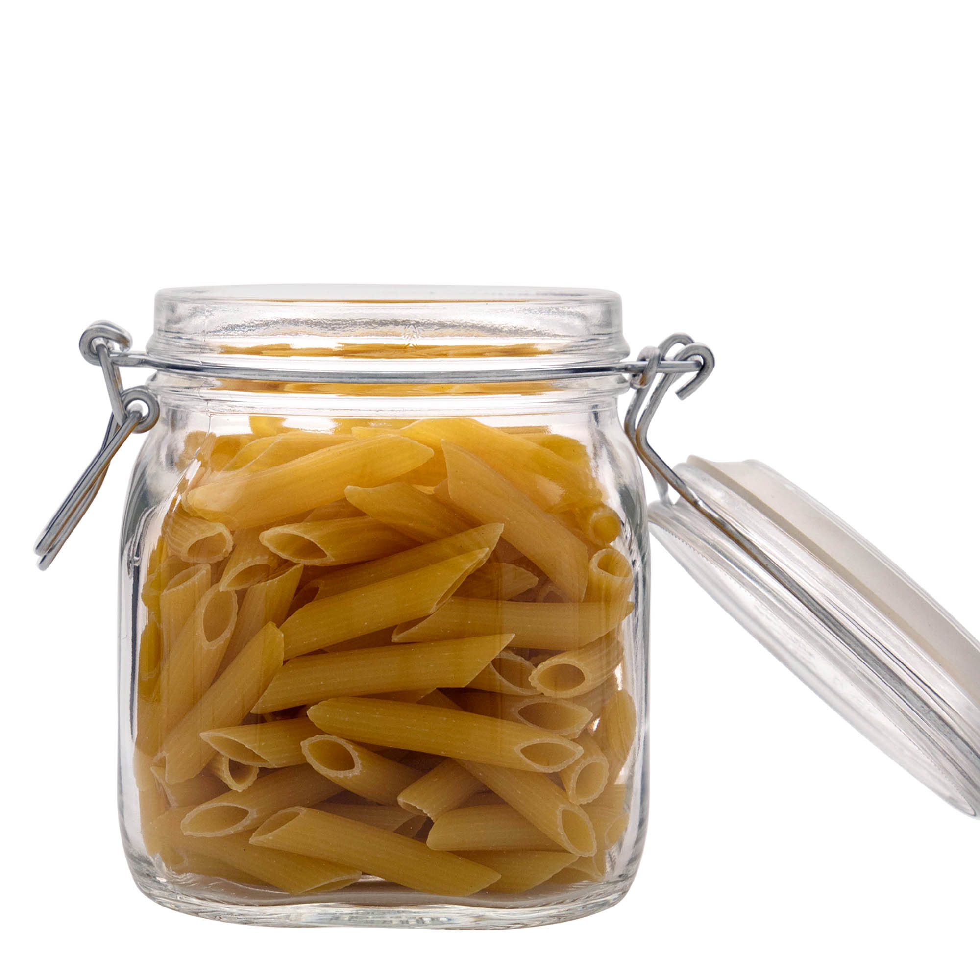 750 ml staklena tegla sa žičanim zatvaračem 'Fido', kvadratna, otvor: žičani zatvarač
