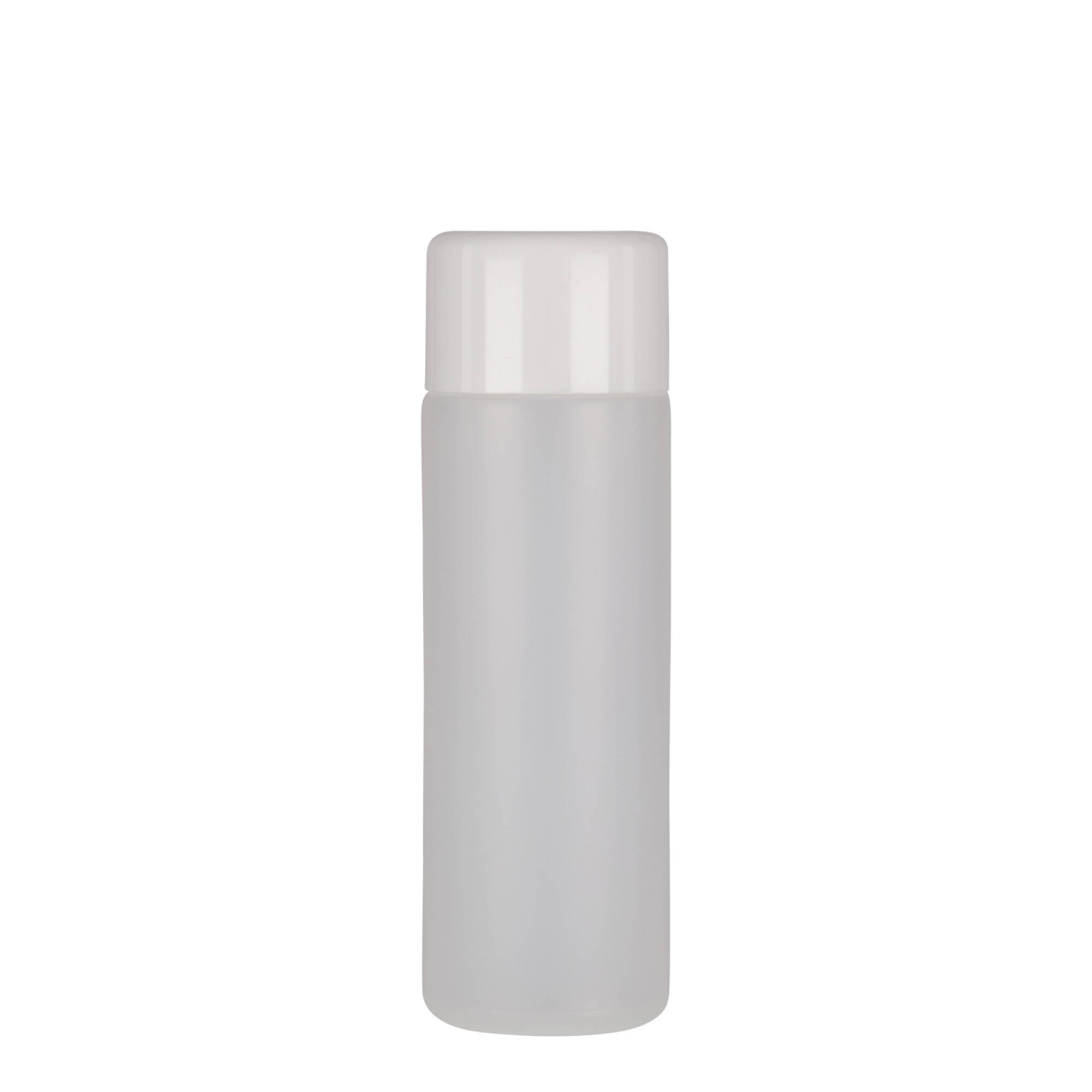 200 ml okrugla flaša, PE-plastika, prirodna boja, otvor: navojni zatvarač