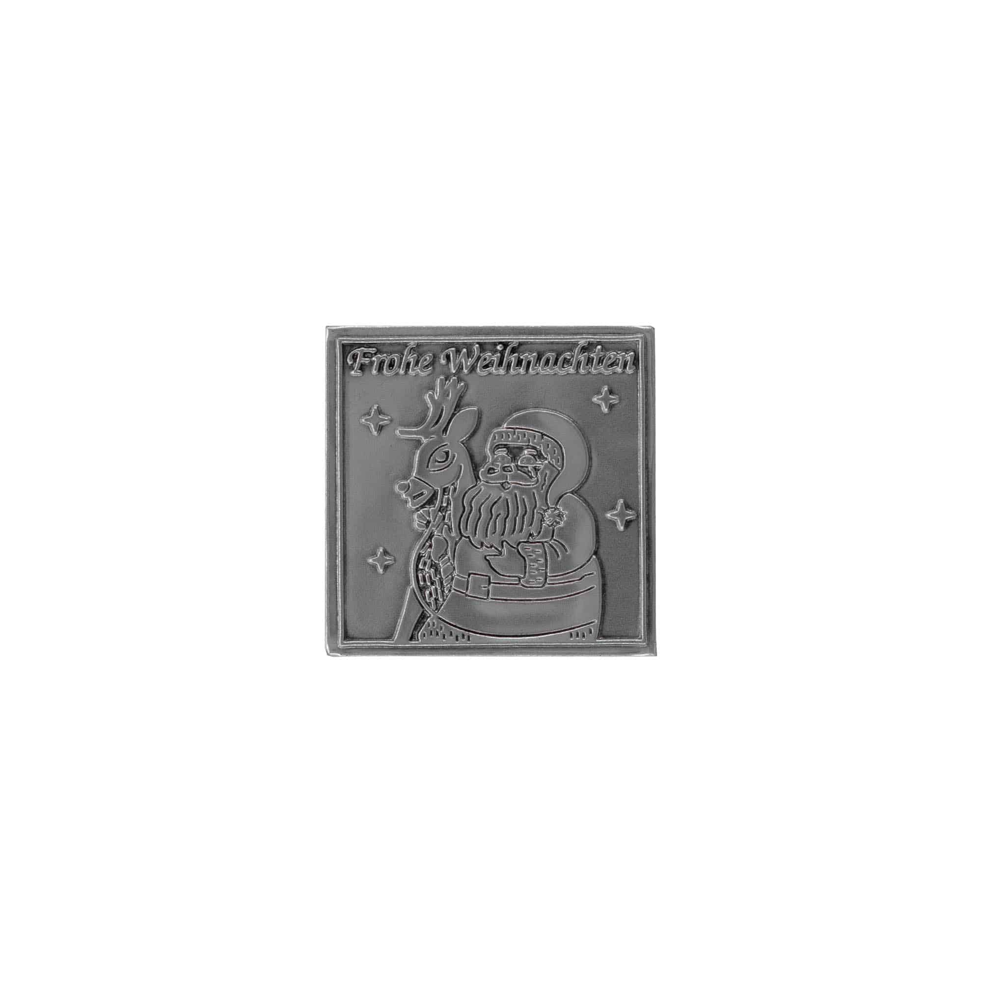 Pločica od kositra 'Srećan Božić', kvadratna, metal, srebrna
