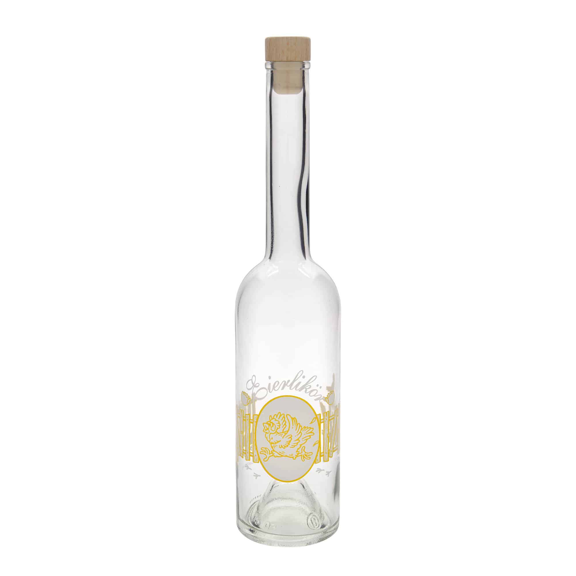 500 ml staklena flaša 'Opera', motiv: jajčani liker, otvor: čep