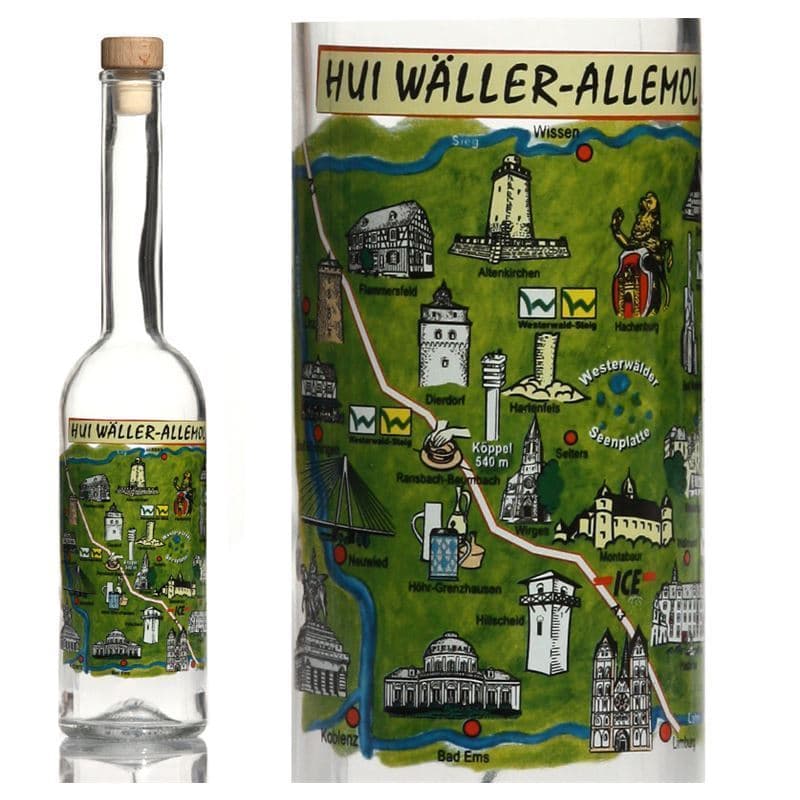 Staklena boca od 500 ml 'Opera', motiv: Westerwald, otvor: Plutani čep Staklena boca od 500 ml 'Opera', motiv: Westerwald, otvor: Plutani čep