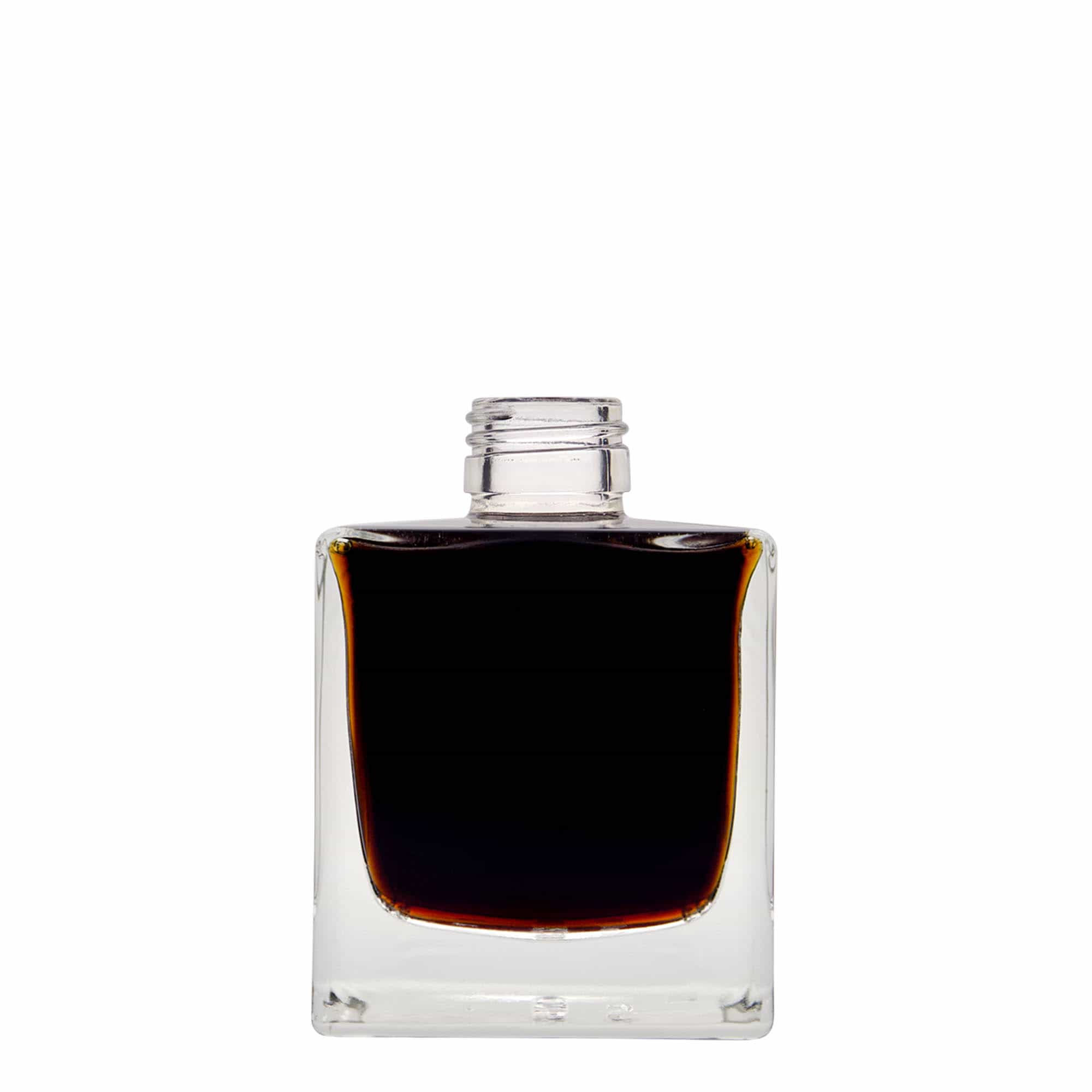 200 ml staklena flaša 'Cube', kvadratna, grlo: PP 28