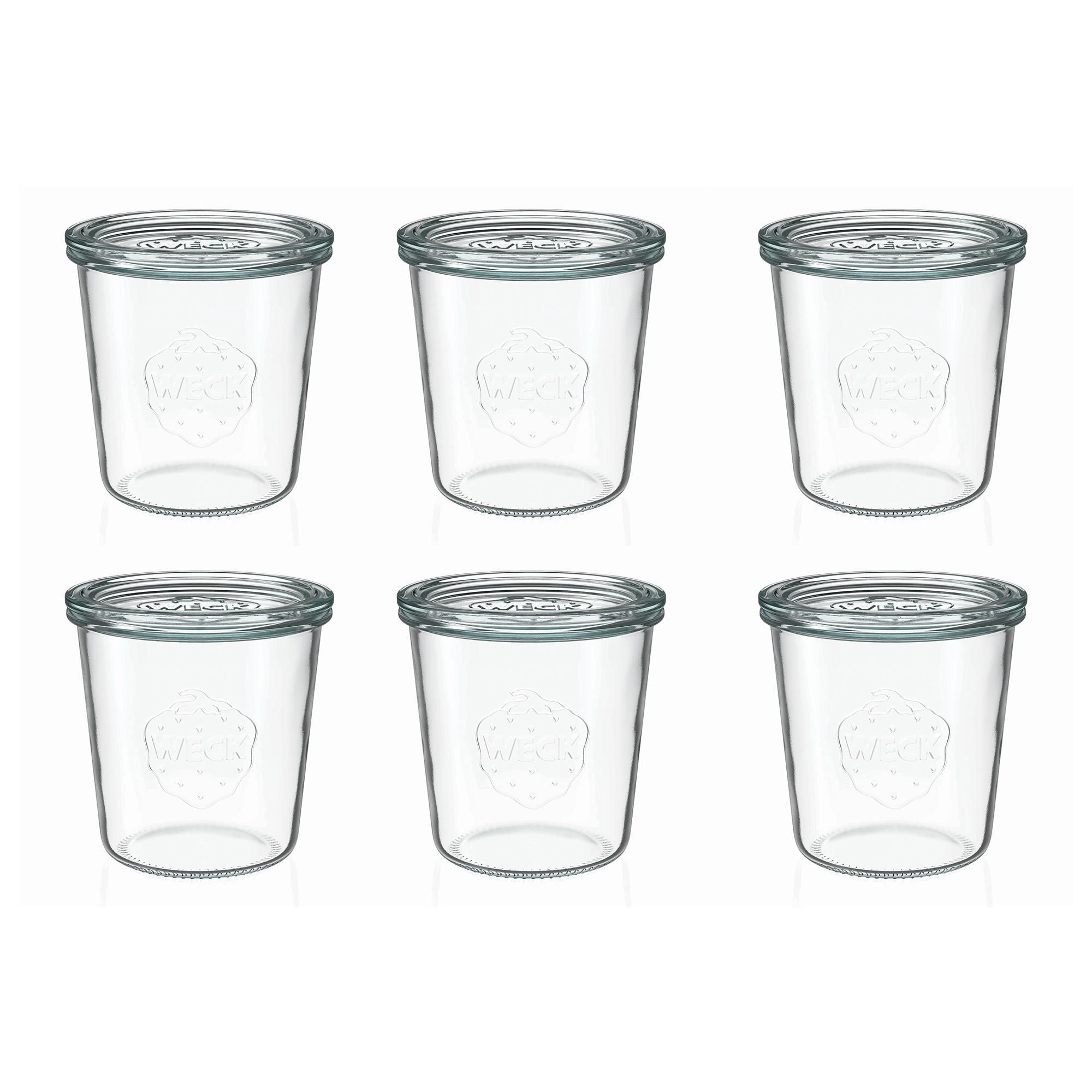6x 580 ml WECK staklena tegle sa širokim otvorom sa staklenim poklopcem RR 100
