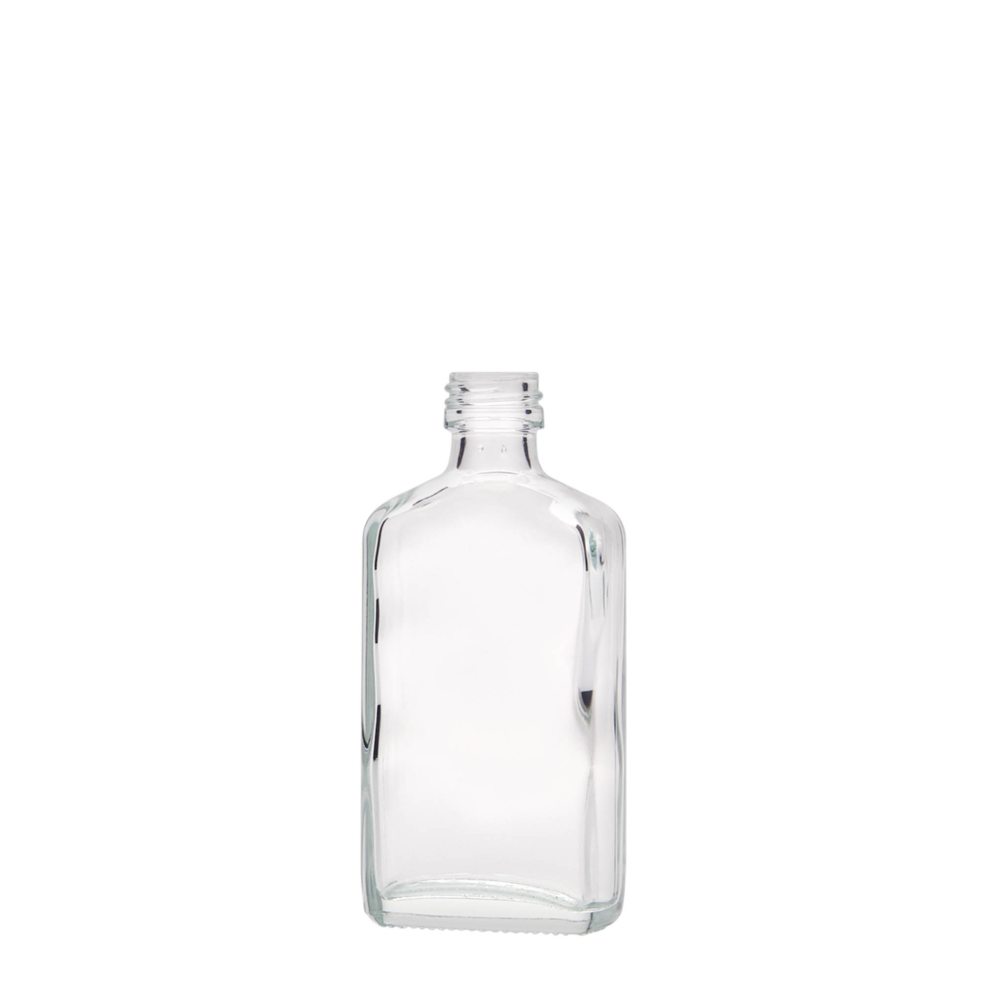 50 ml bočica za džep, pravougaona, staklena, grlo: PP 18 50 ml bočica za džep, pravougaona, staklena, grlo: PP 18