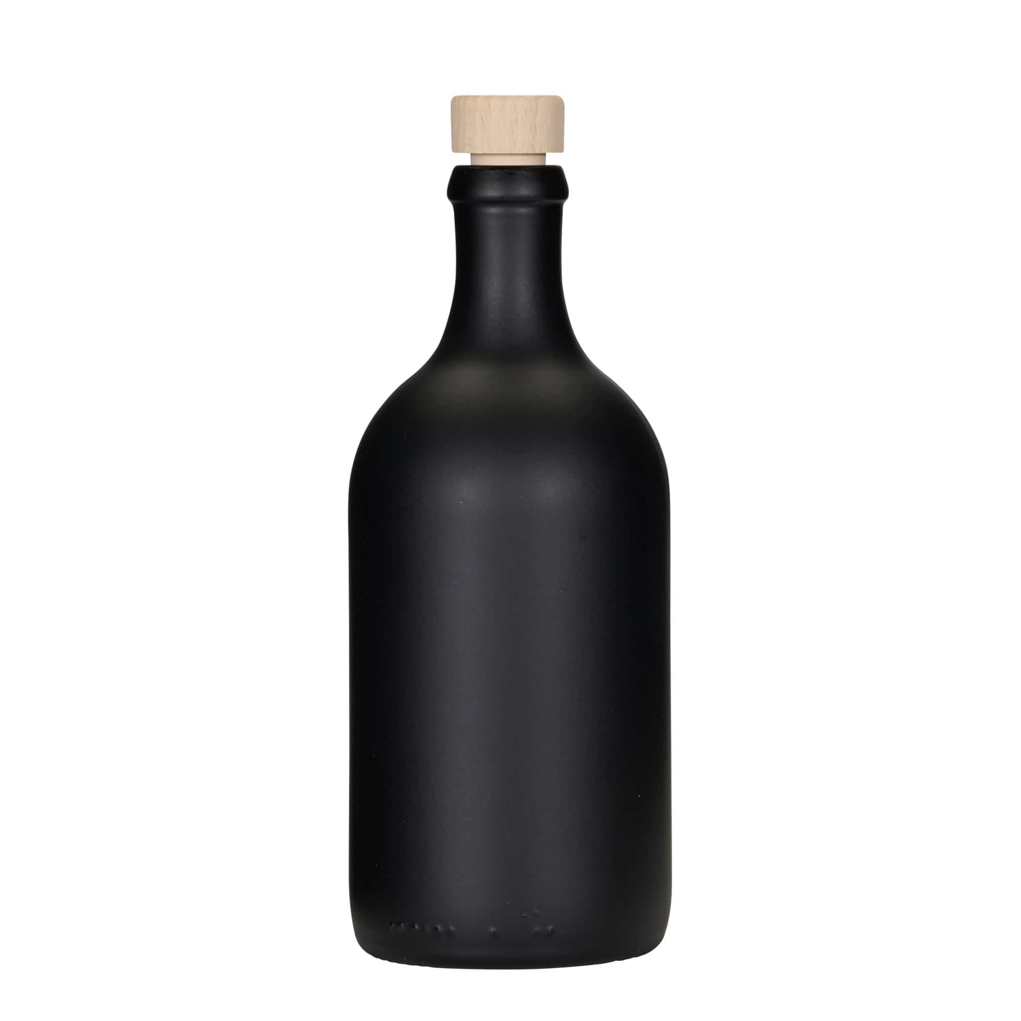 500 ml staklena boca 'Ginevra Leggera', crna, grlo: čep