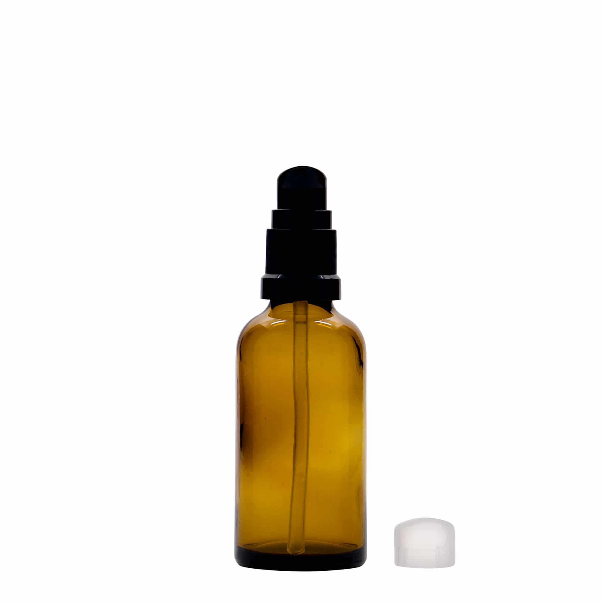 50 ml medicinska bočica sa pumpicom za losion, staklo, braon, grlo: DIN 18 50 ml medicinska bočica sa pumpicom za losion, staklo, braon, grlo: DIN 18