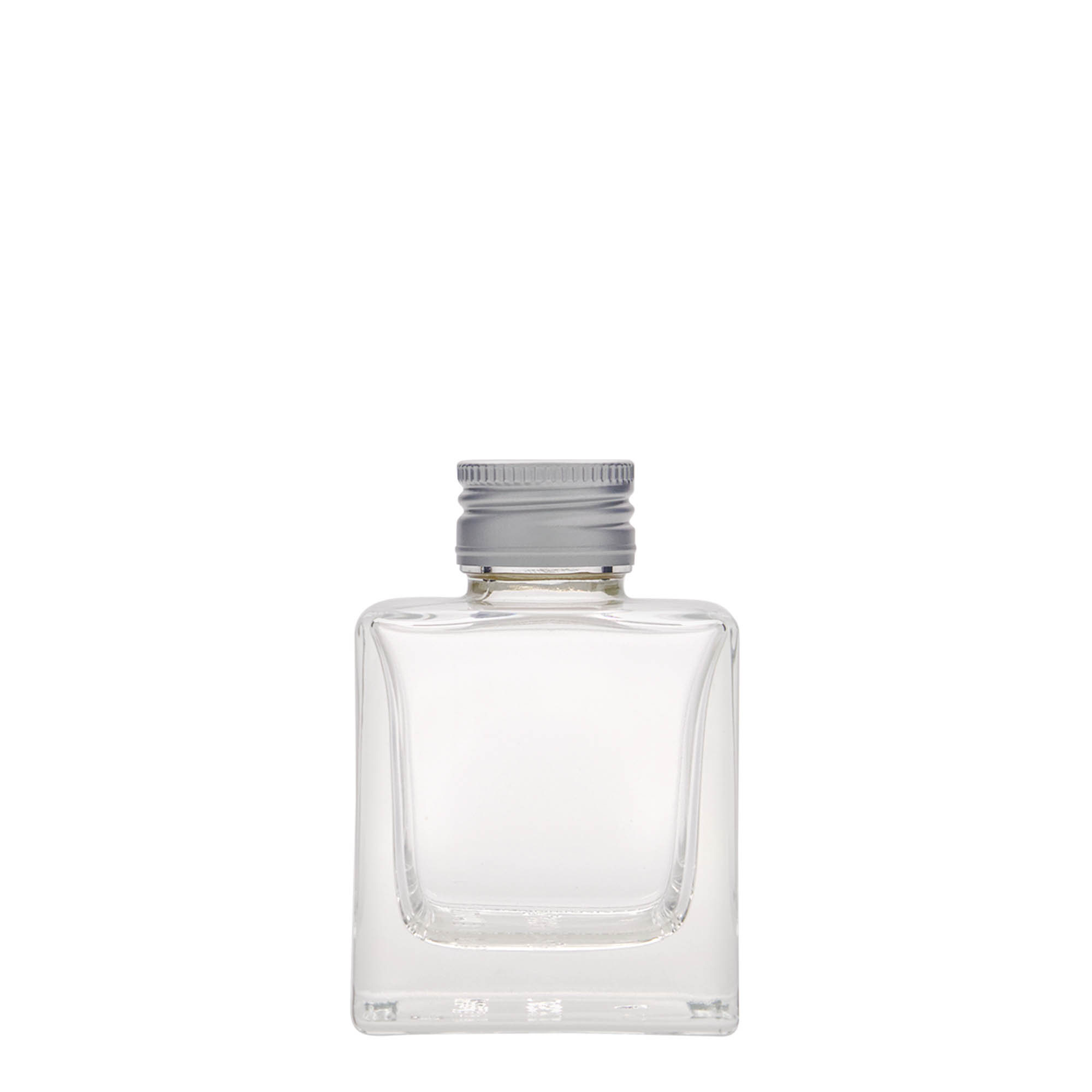 100 ml staklena flaša 'Cube', kvadratna, grlo: PP 28