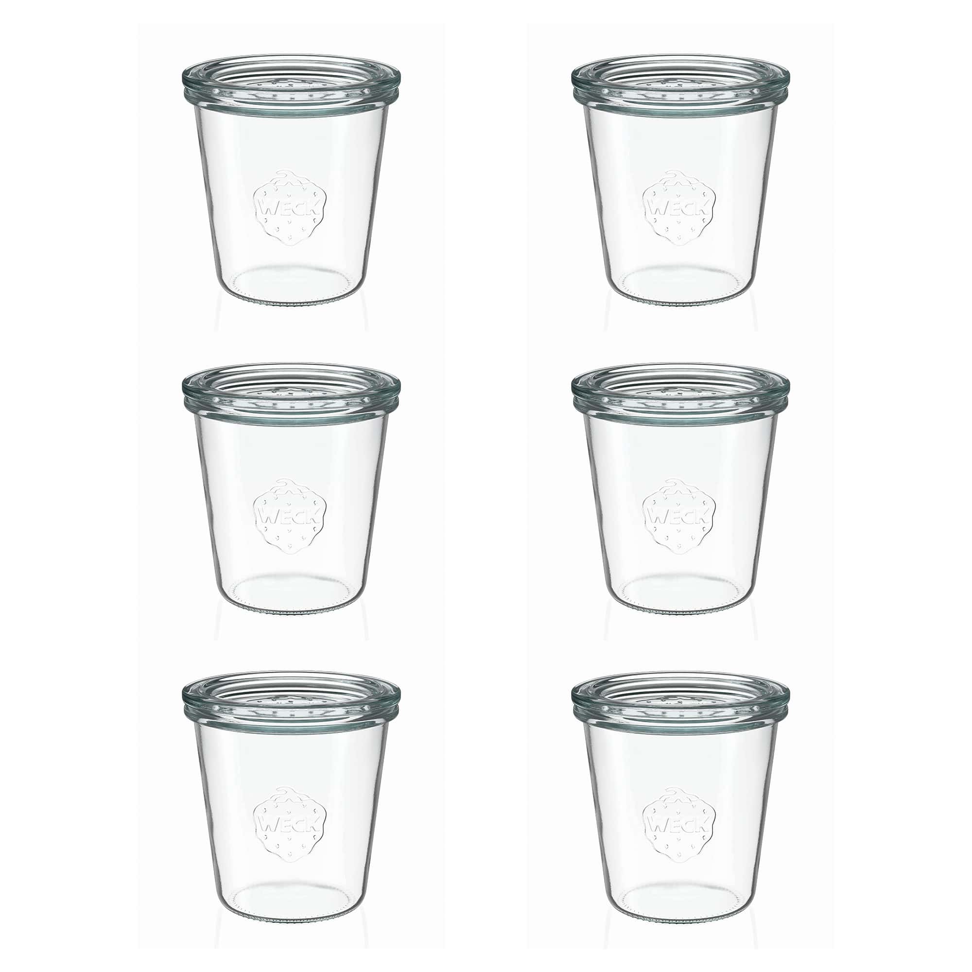 6x 290 ml visoka WECK staklena tegle sa širokim otvorom sa staklenim poklopcem RR 80