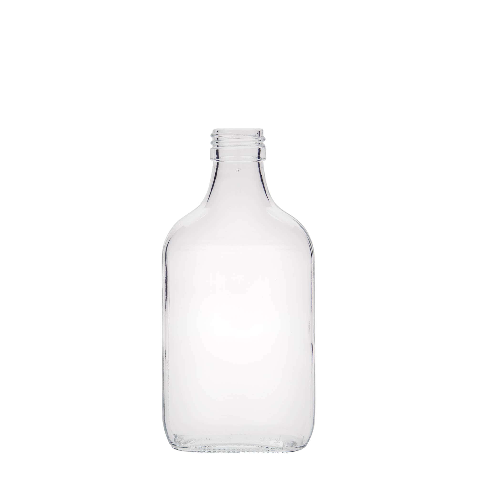 Džepna boca od 200 ml, pravougaona, staklo, otvor: PP 28 Džepna boca od 200 ml, pravougaona, staklo, otvor: PP 28
