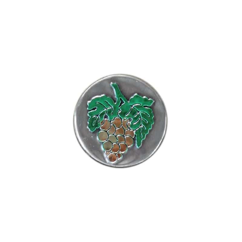 Limena etiketa 'Grožđe', okrugla, metal, srebrna Limena etiketa 'Grožđe', okrugla, metal, srebrna