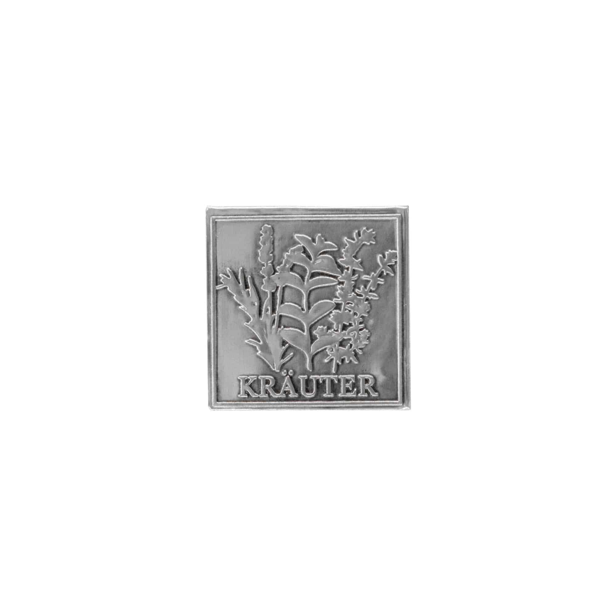 Limena etiketa 'Začinsko bilje', kvadratna, metal, srebrna Limena etiketa 'Začinsko bilje', kvadratna, metal, srebrna