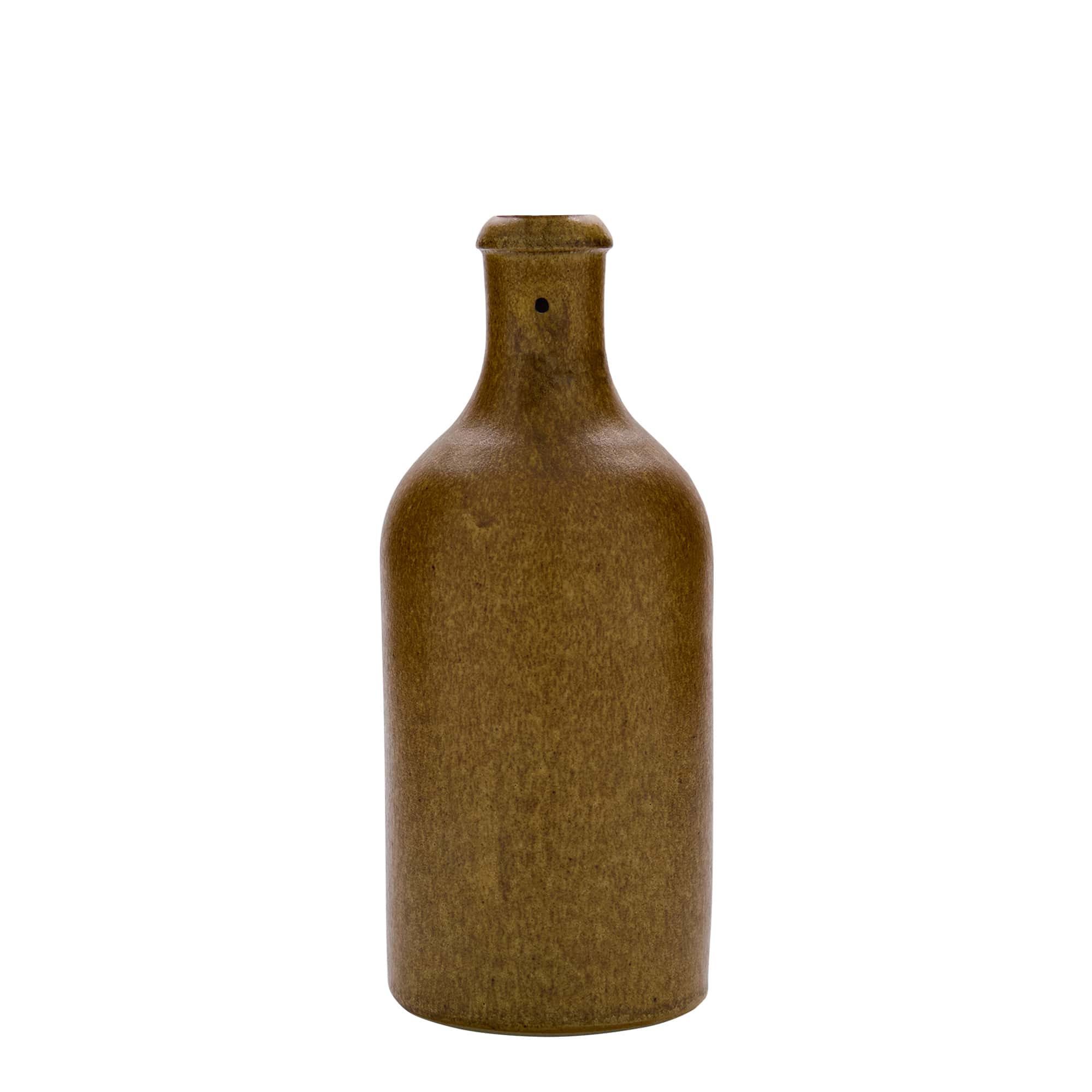 500 ml glineni vrč, kamenina, braon-kristal, otvor: zatvarač sa kopčom