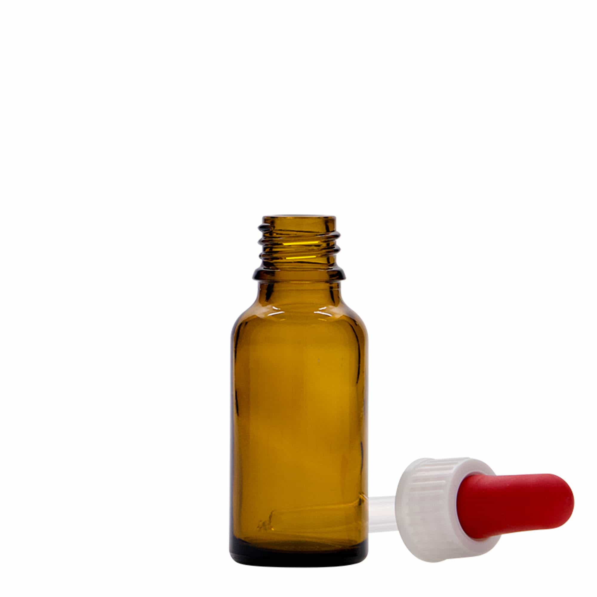 20 ml bočica sa pipetom, medicinska, staklena, braon, grlo: DIN 18 20 ml bočica sa pipetom, medicinska, staklena, braon, grlo: DIN 18