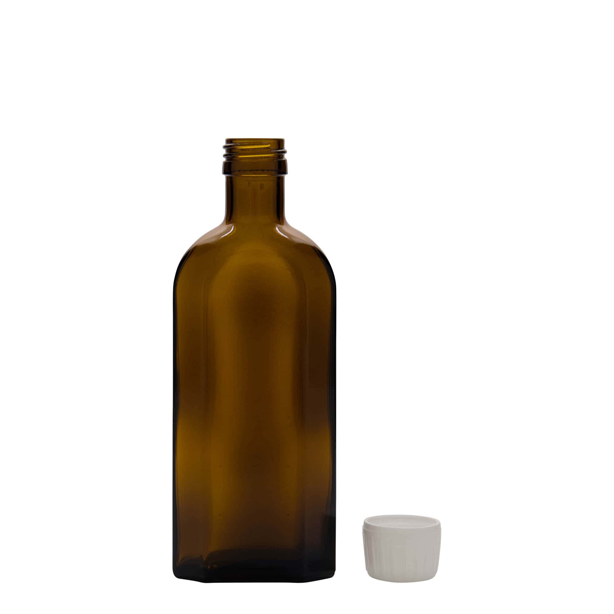 250 ml medicinska bočica Meplat, ovalna, staklena, braon, grlo: PP 28