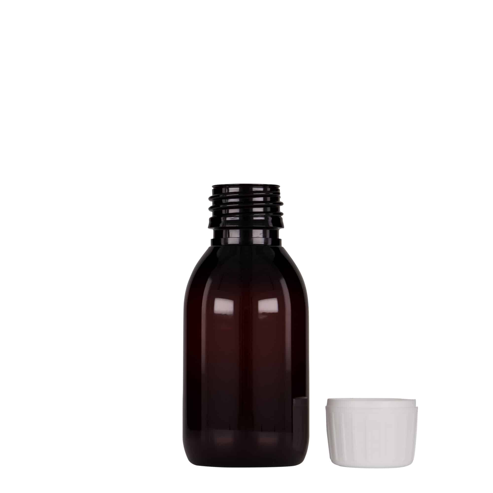 PET medicinska boca od 100 ml, braon, plastika, otvor: PP 28